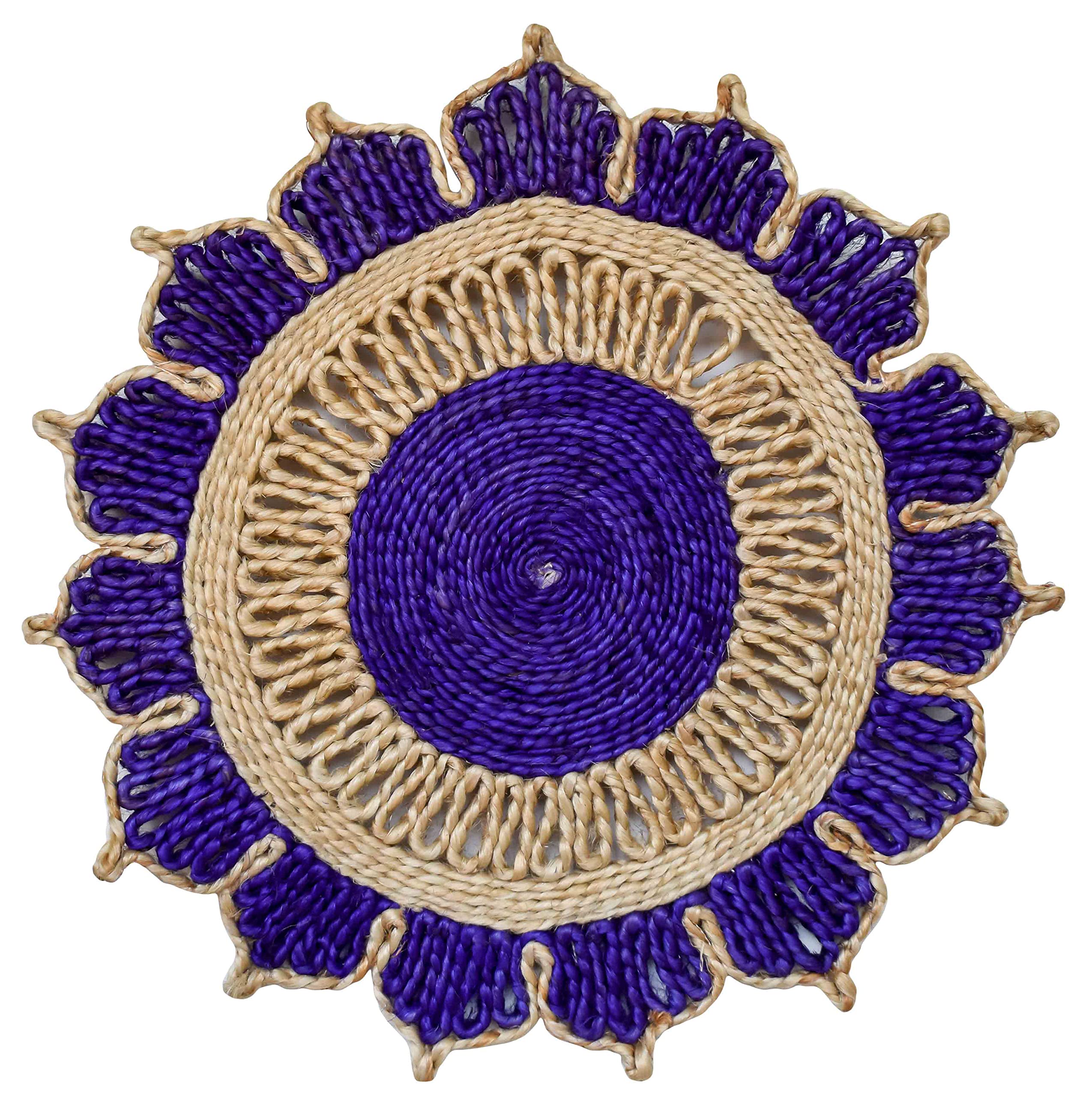 Natural Jute Star Placemats, Blue, 10 Inch, Set of 2