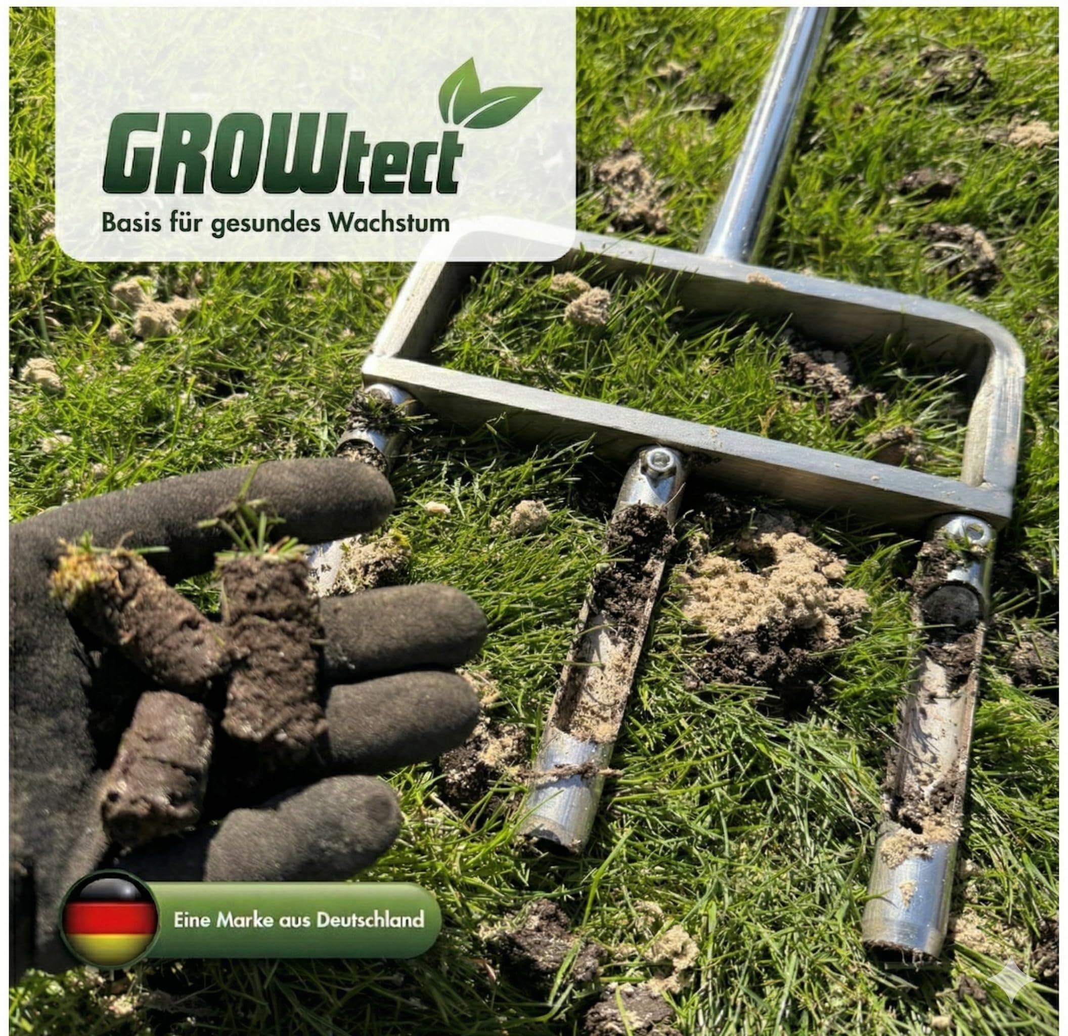 PRO Aerifizierer 2in1 – Profi Aerifizierer für Garten- und Landschaftsbau, Sportplatzpflege und Greenkeeper – mit austauschbaren Hohl- und Volldornen (ohne mehrteiligen Steckstiel)