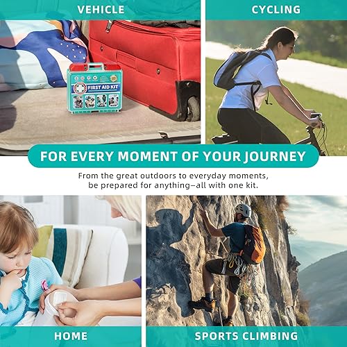 Miniatura 5 de Kit de primeros auxilios portátil de 225 piezas para el cuidado de heridas menores, incluye vendajes adhesivos, almohadillas de gasa para heridas,