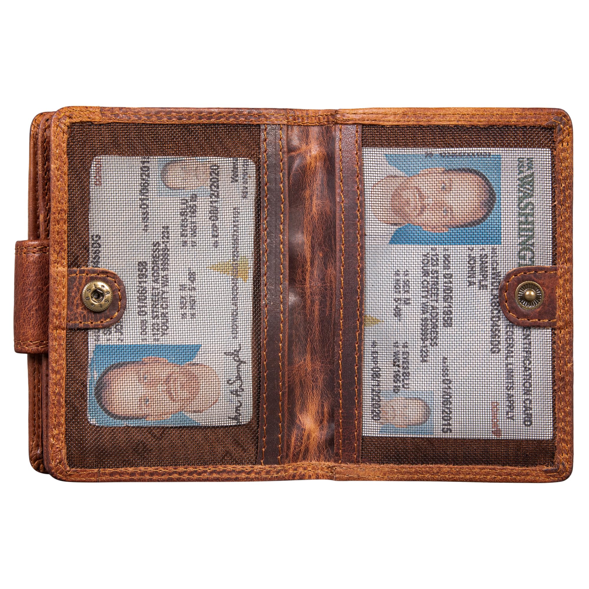 STILORD "Reese Elegante Geldbörse mit RFID Schutz Damen Herren Echtleder Portemonnaie mit Schnappverschluss Hochformat - Retro Trifold Leder Brieftasche mit Geschenkbox Farbe:Kara - Cognac