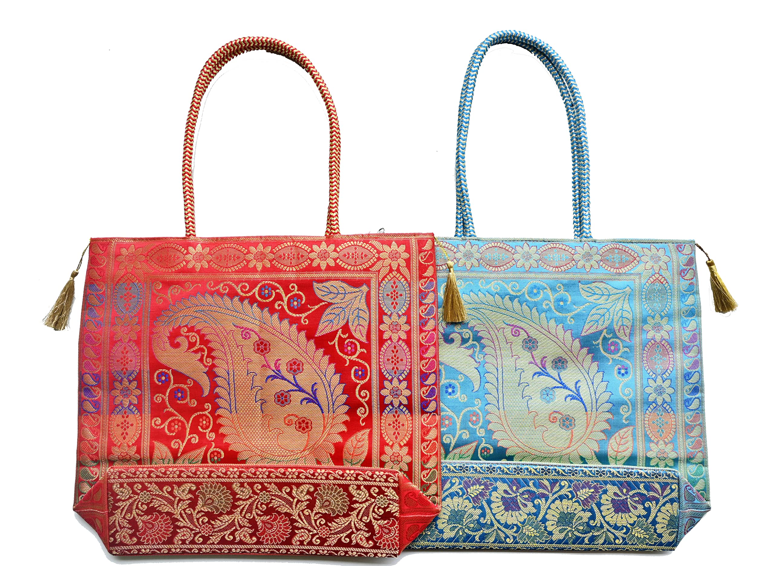 See full amazon price history chart for Nirvana Handicraft Silk Hand Bag/Shoulder/Tote Bag For Ladies (Pack of 2) (Medium, Leaves & Flower, RED & SKY BLUE) Nirvana Handicraft Silk Hand Bag/Shoulder/Tote Bag For Ladies (Pack of 2) (Medium, Leaves & Flower, RED & SKY BLUE) (B0B2WS15RL) Amazon Price History, Amazon Price Tracker