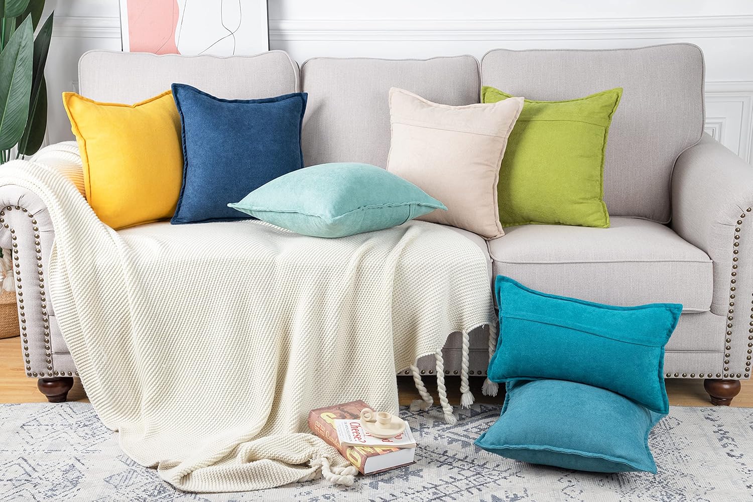 MADIZZ Set of 2 Short Chenille Throw Pillow Covers 12x20 Inch Beige Soft Decorative Cushion Cover for Sofa Bedroom Pillow Shell - Image 6