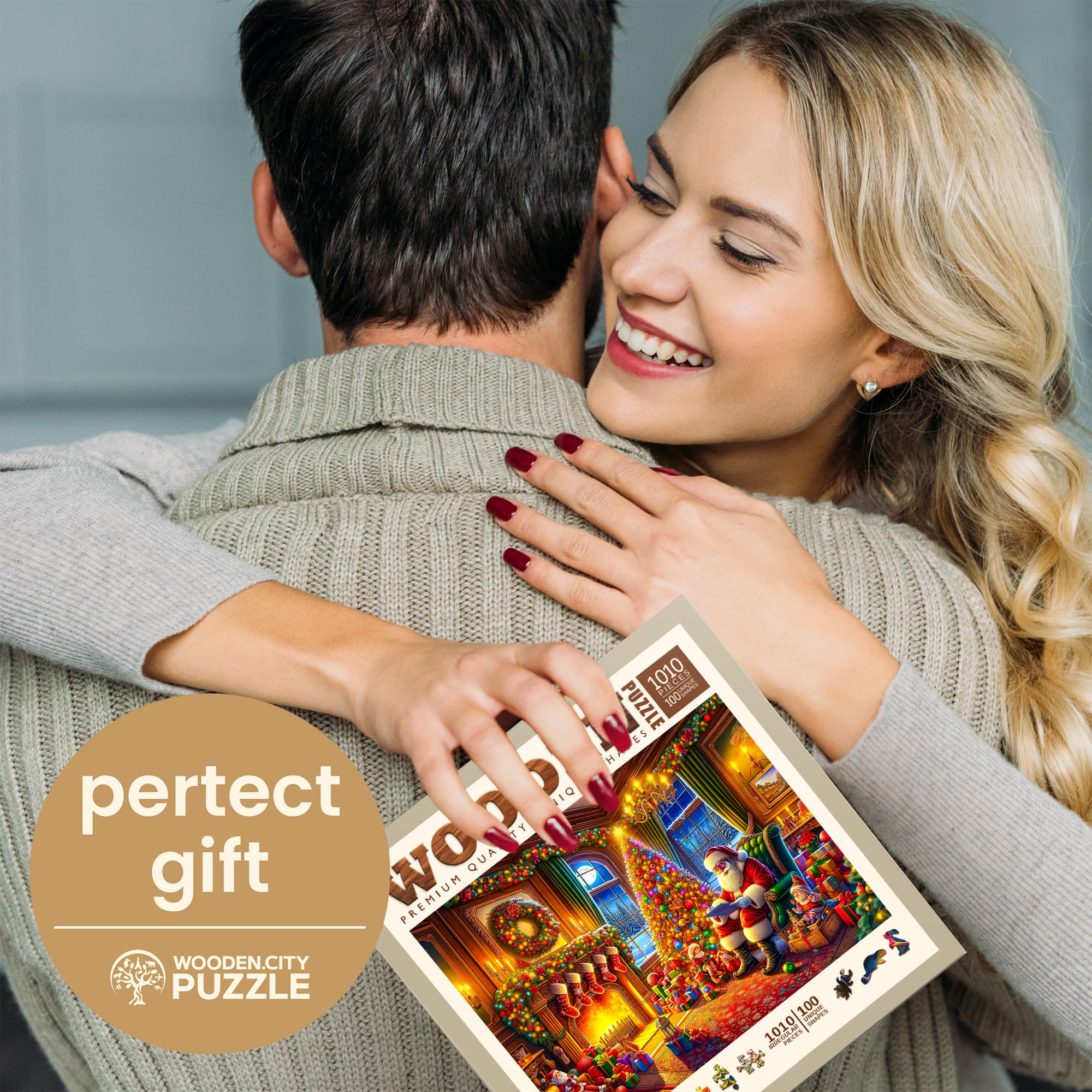 WOODEN.CITY - Puzzle di Natale da 1000 pezzi per adulti - La magia della vigilia - Puzzle invernale - Decorazione perfetta - Qualità superiore - Made in EU