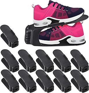 Relaxdays Zestaw 12 stojaków na buty, do rozmiaru 39/40, antypoślizgowe półki na buty, buty damskie, powierzchnia szer. x gł. 9,5 x 24 cm, czarny