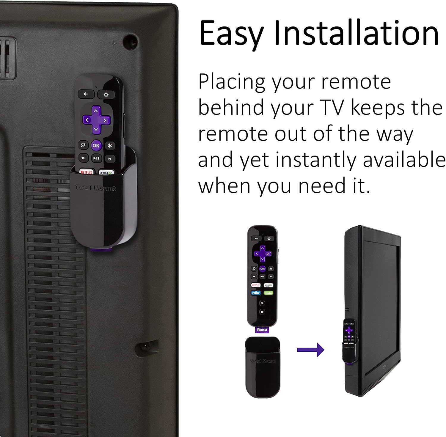TotalMount Roku Mounting Shelf and Remote Holder (Compatible with Roku 3, Roku 2, and Roku 1)
