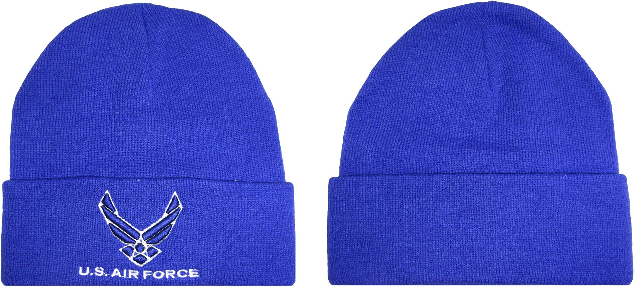 Trade Winds 8" U.S. Air Force Wings Royal Blue Knitted (Folded) Embroidered Beanie Skull Cap Hat