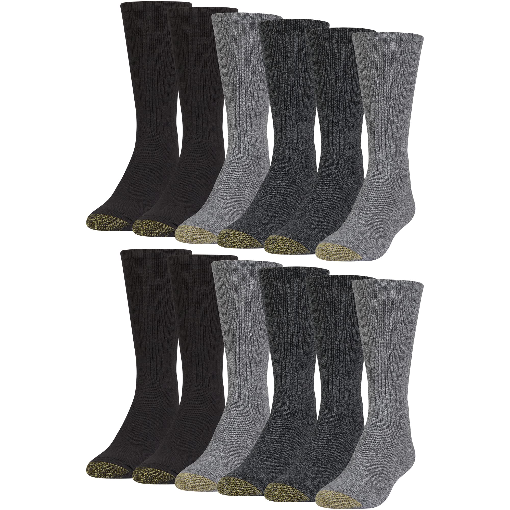 GOLDTOE Harrington Crew Socks, Multipairs Calcetines Hombre (Pack de 12)