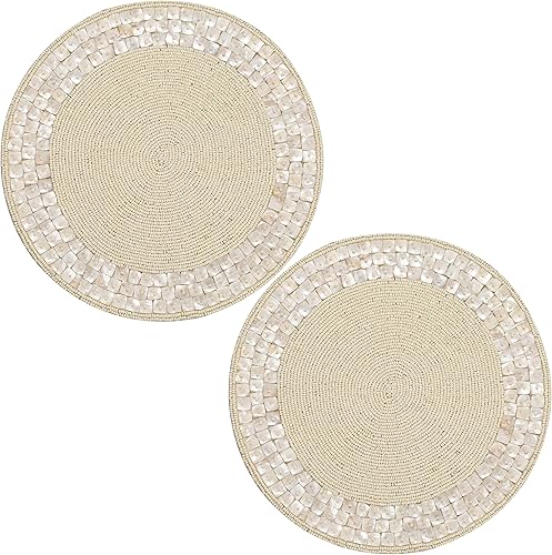 Miniatura 5 de ALPHA Living HOME Manteles individuales redondos con cuentas de 13 pulgadas, hecho a mano, para mesa de comedor, centro de mesa, boda, vacaciones,