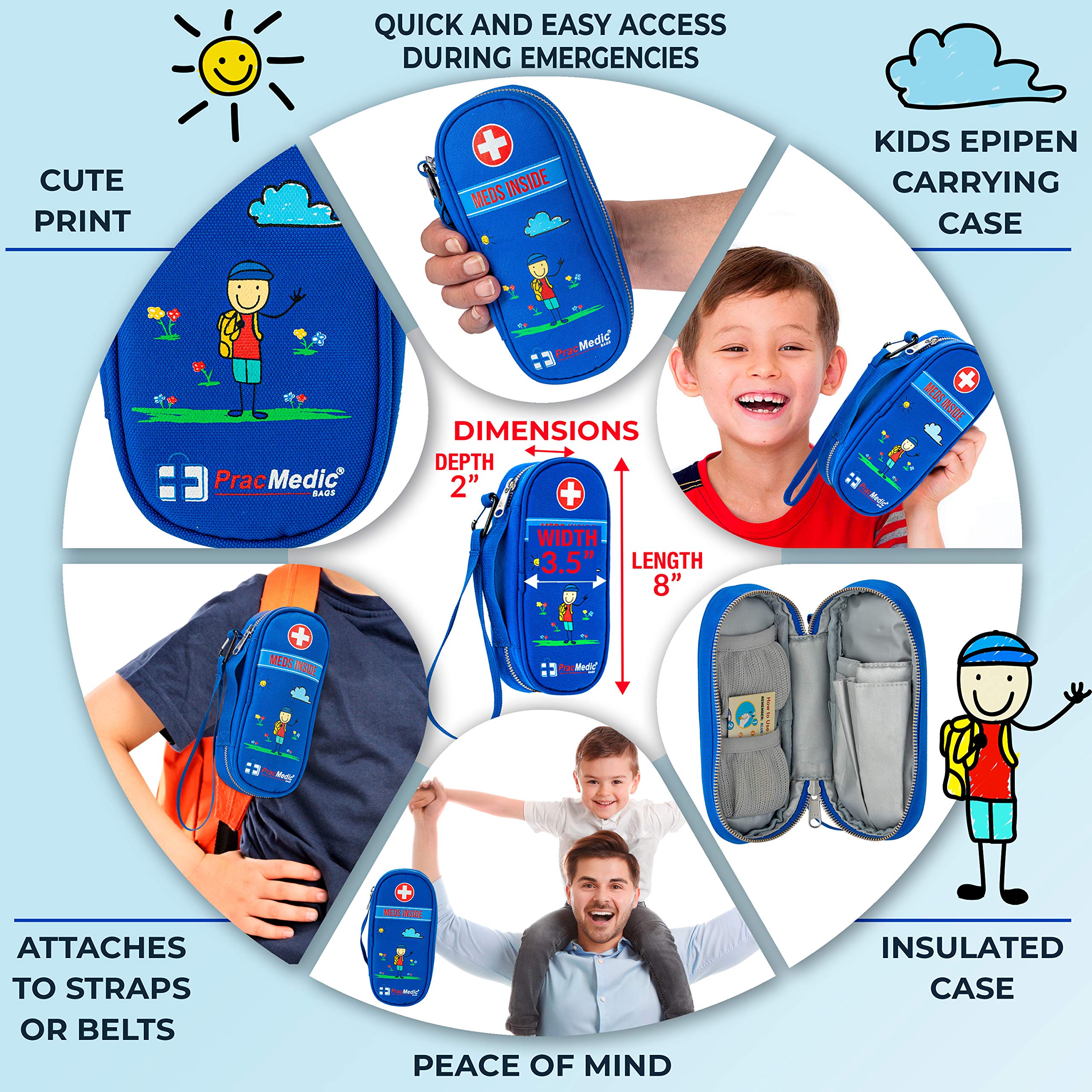 PracMedic EPIPEN Carrying Case for Kids- Holds 2 Epi Pens or Auvi-Q ...