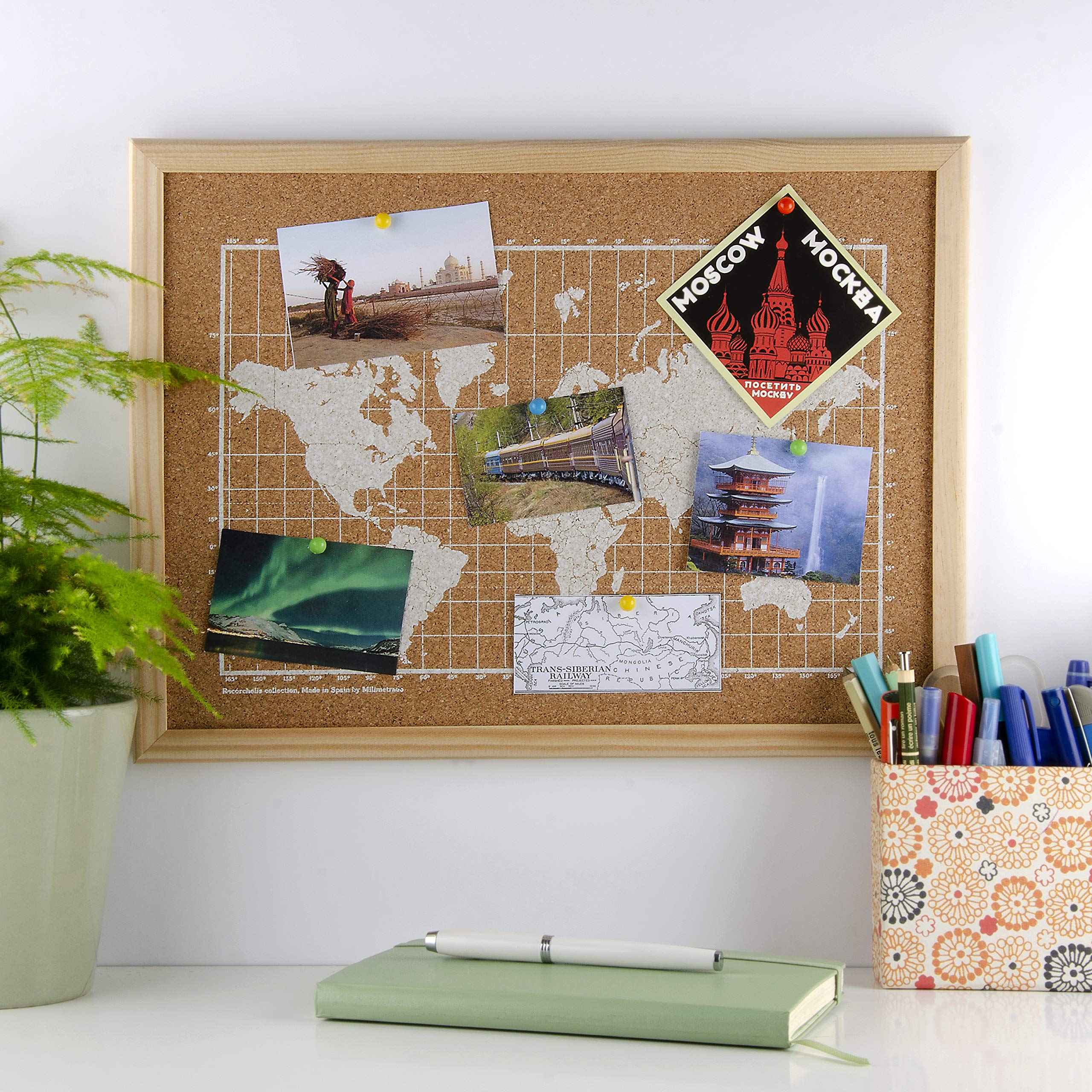 🌍 Tablero De Corcho Con Mapa Del Mundo – Decoración De Pared De 100x45.8 Cm, Estilo Retro, Ideal Para Planificar Viajes Y Marcar Destinos
