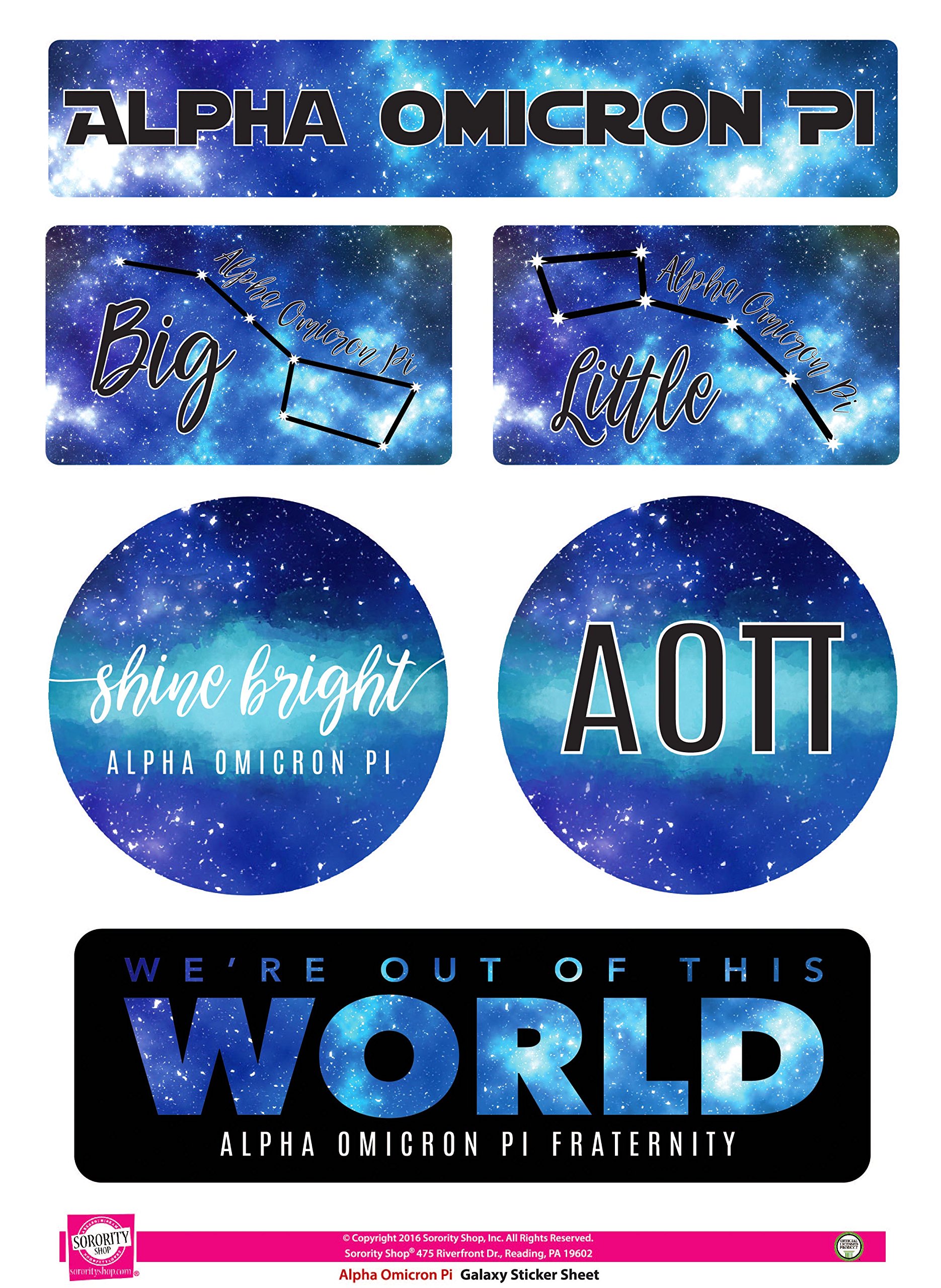 Alpha Omicron Pi - Sticker Sheet - Galaxy Theme