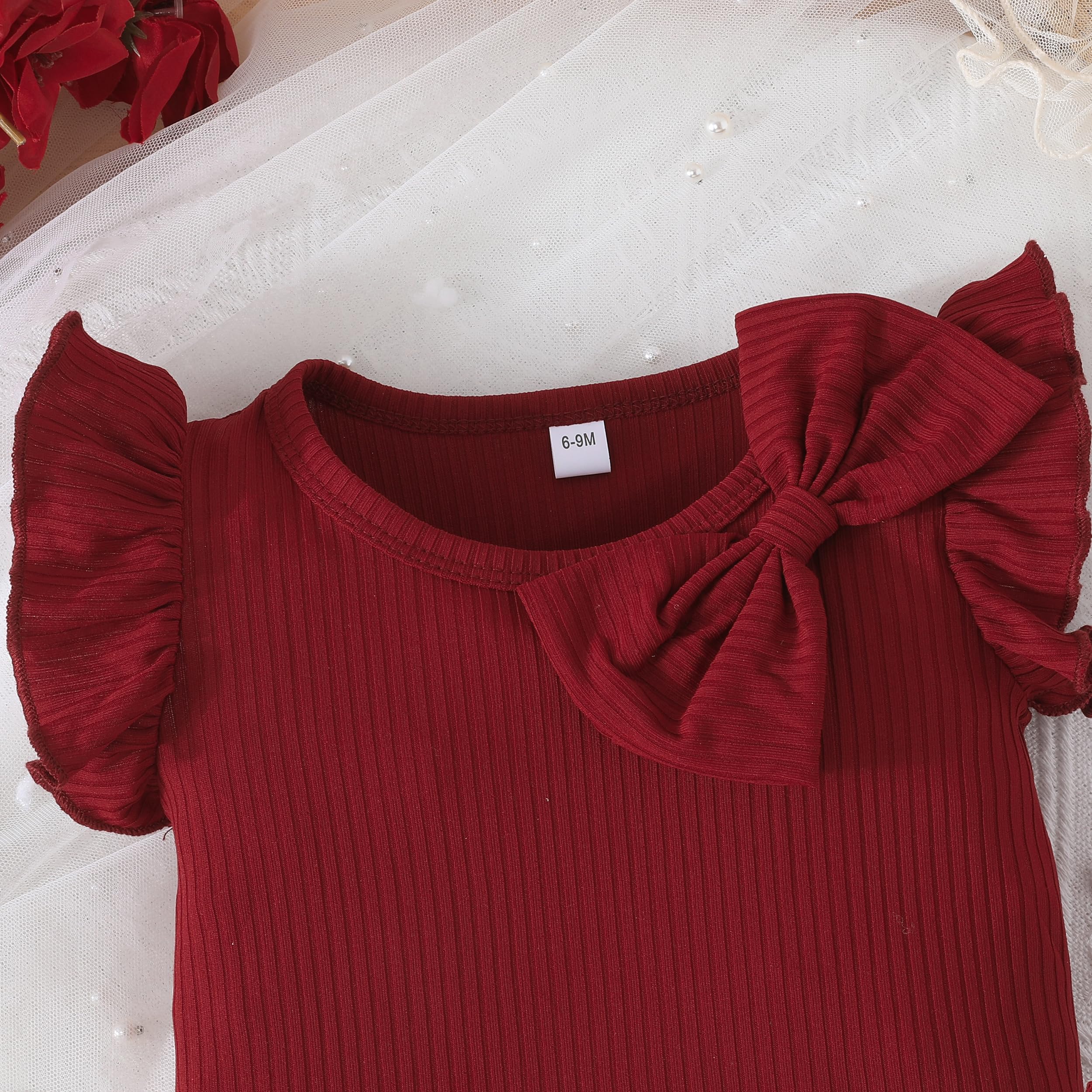 SUREPOCH Conjunto de ropa de verano para niña pequeña, con volantes, de punto, sin mangas, bonito conjunto de pantalones cortos, regalo perfecto para bebés y niñas