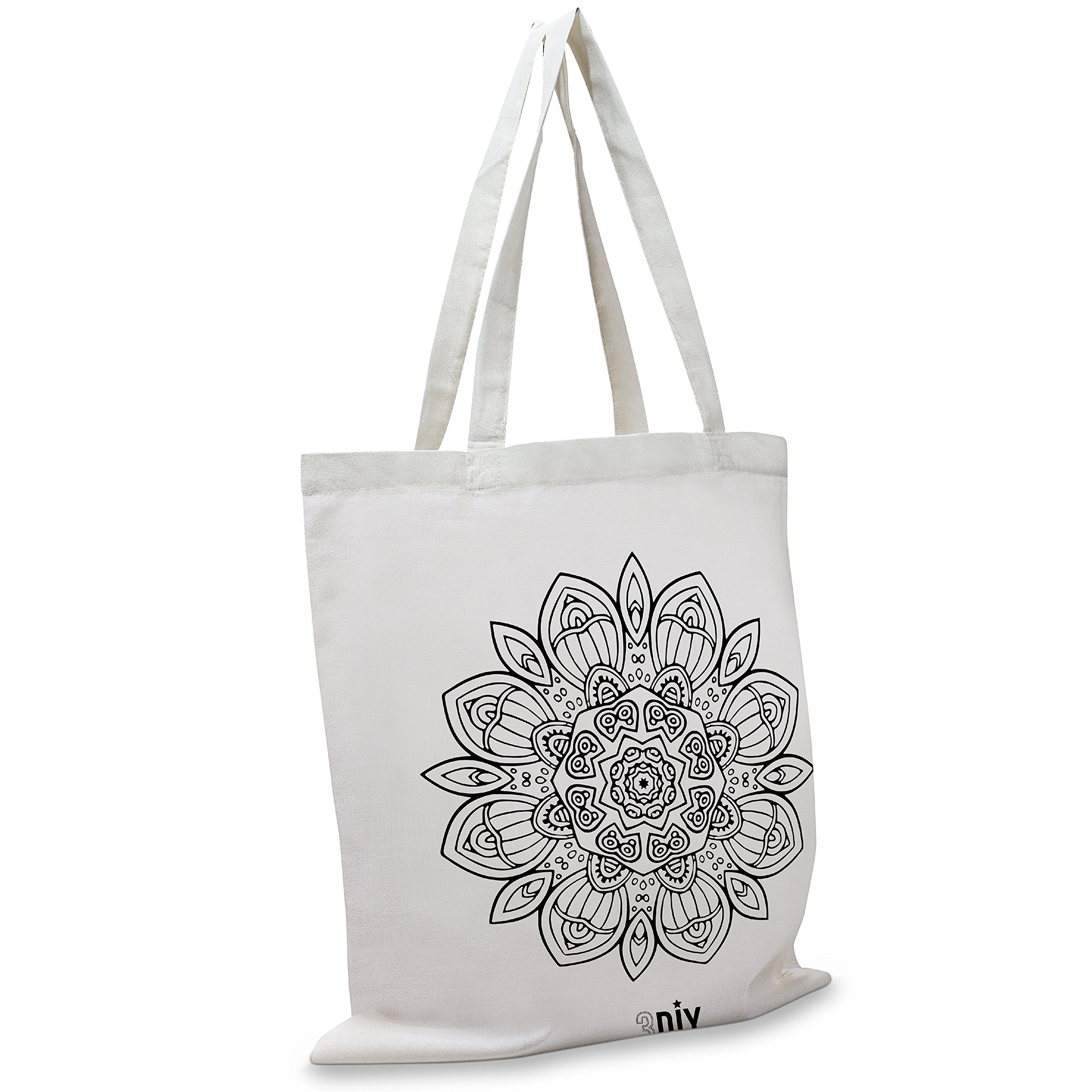 Canvas Tote Bag, Eco-Friendly Polyester Cotton Blend For Maximum Durability, Tear Resistant, Stylish Mandala Prints, Soft And Comfortable, Reusable Natural Hippie Boho Shoulder Shopping Bag (Mia)