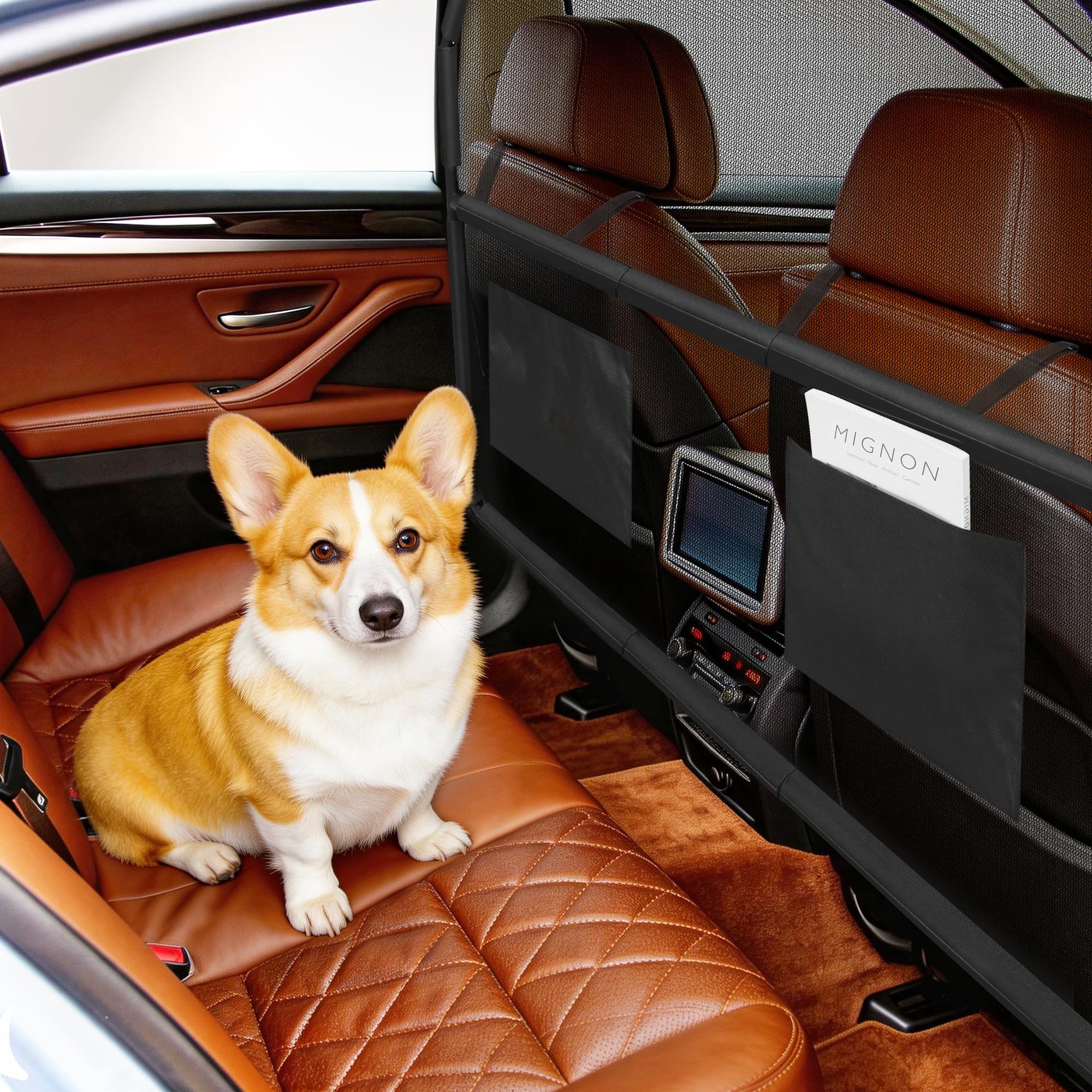 Sunexinlo Barriera per auto per cani, per SUV, bagagliaio e bagagliaio, universale, per animali domestici, larga 127 cm, con rete trasparente per piccoli camion, SUV e veicoli di medie dimensioni
