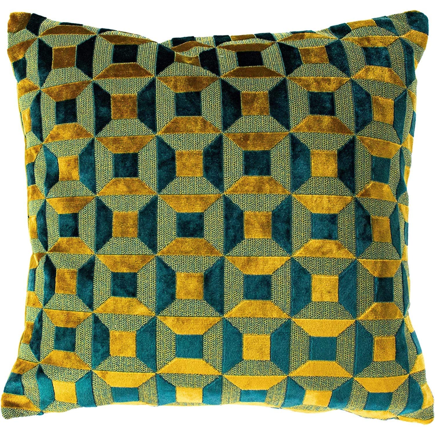 Paoletti Empire Cushion Cover, Teal/Gold, 45 x 45cm