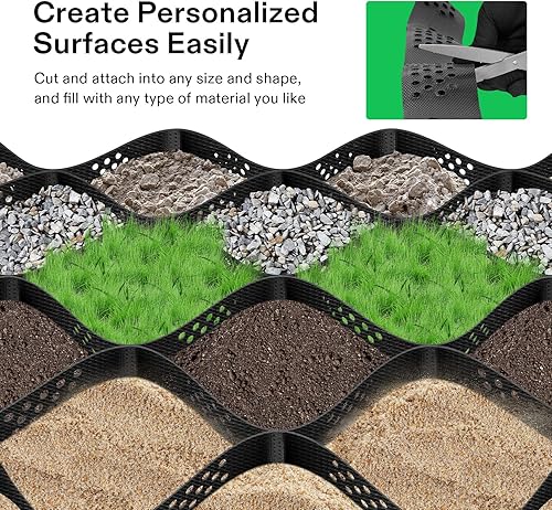 Miniatura 5 de VIVOSUN Rejilla de Suelo de 3 Pulgadas de Profundidad, 9 x 17 Pies, Geocelda de HDPE de Alta Densidad, Carga de 1885 Libras por Pie Cuadrado,