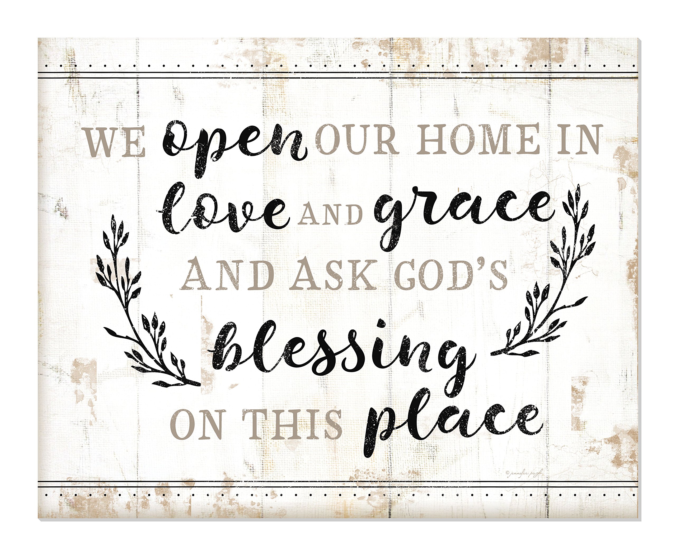 We Open Our Home in Love and Grace Rustic Wood Wall Sign 12x15