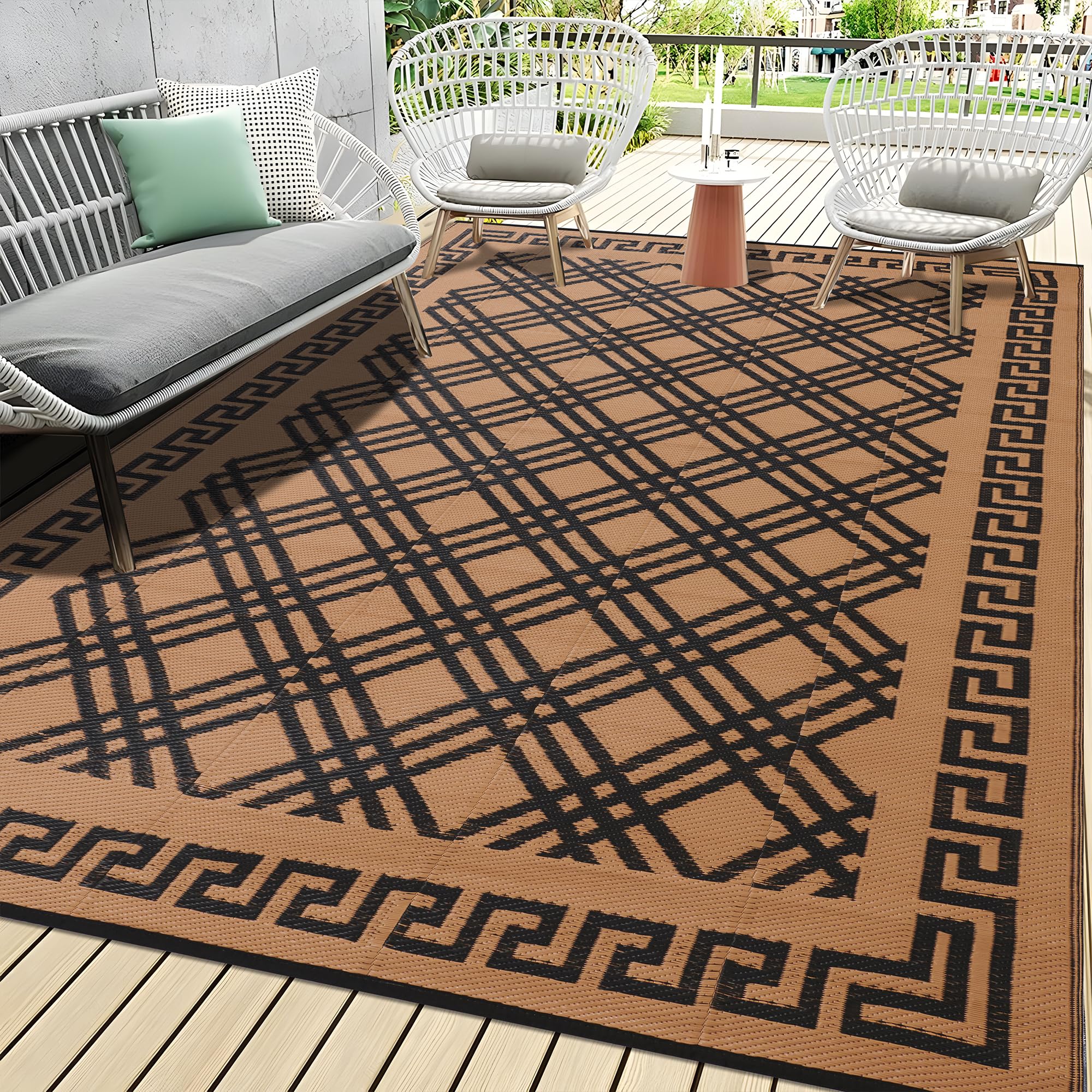 BMCH Outdoor Rugs, Outdoor Plastic Straw Rug, Reversible Waterproof Carpet for Camping, Poolside, Garden, BBQ Area, Gazebo Flooring, RV Park & Beach,