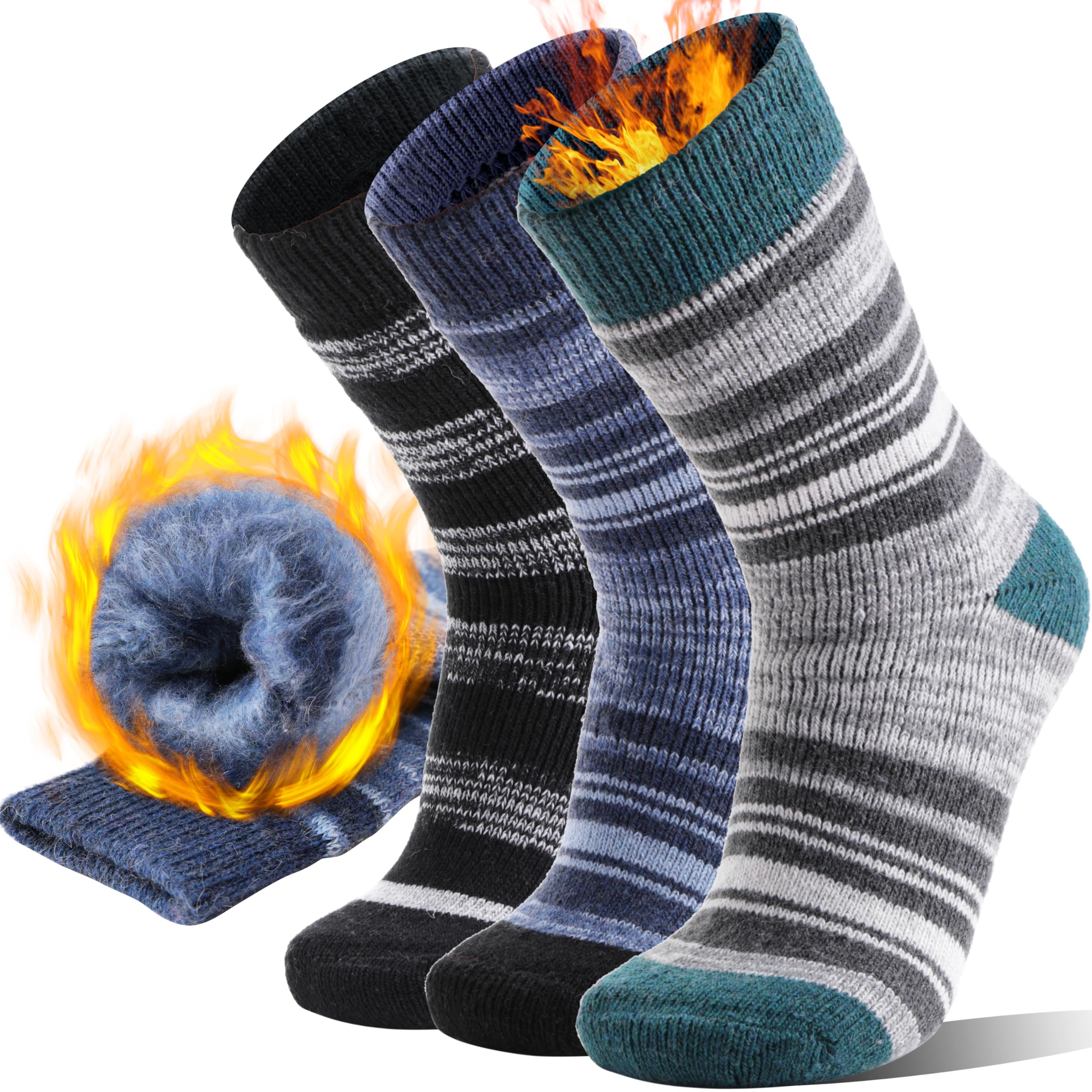 Anlisim Calcetines térmicos de invierno, 3 pares para hombres y mujeres, extra gruesos, aislados, para botas de esquí para clima frío extremo