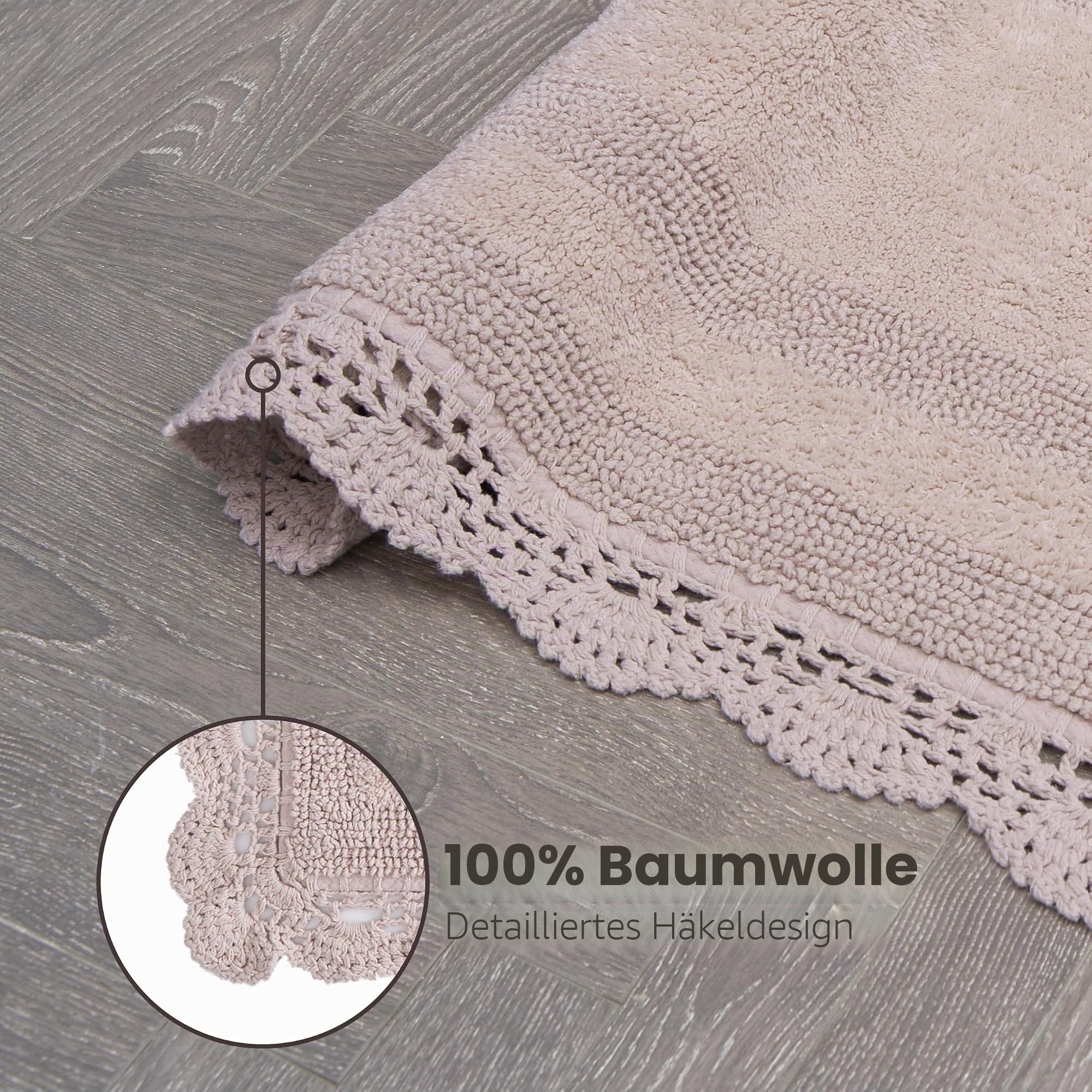Laura Ashley Crochet Cotton 24x40 Bath Rug, Blush
