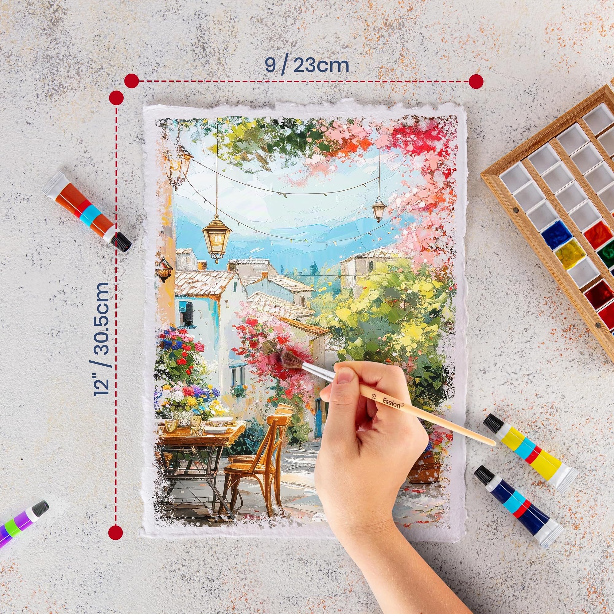 Wanderings Carta per Acquerello Spessa Fatta a Mano con Bordo Irregolare – 23×30,5 cm – 300 GSM – Carta Bianca Pressata a Caldo per Tecniche Miste in Cotone Riciclato – 25 Fogli Sfusi