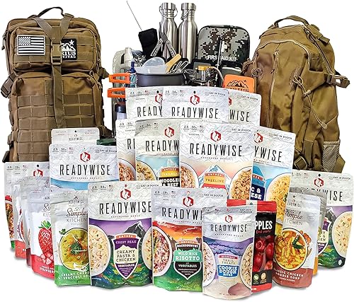 Family Comfort 72 - Kit de supervivencia de emergencia - 72 horas para 2 personas - Preparación para desastres - Deliciosa comida ReadyWise, equipo,