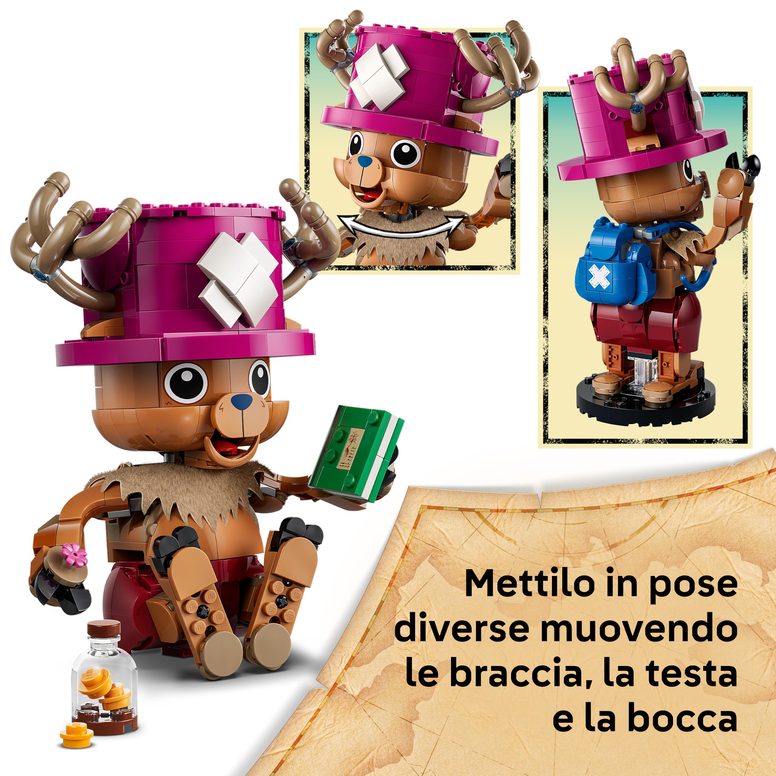 LEGO ONE PIECE TonyTony Chopper - Action Figure Giocattolo da Collezione con Accessori come Rumble Ball - Decorazione da Scrivania o Camera da Letto - Regalo per Bambini e Bambine da 9 Anni - 75643