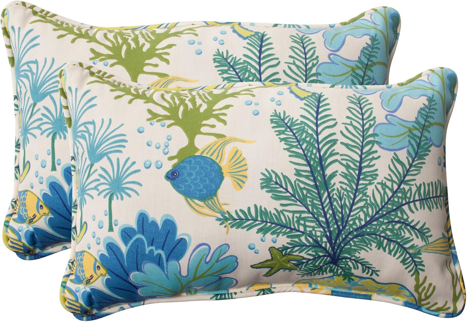 Pillow Perfect 496375 Outdoor/Indoor Splish Splash Marina Lumbar Pillows, 11.5" x 18