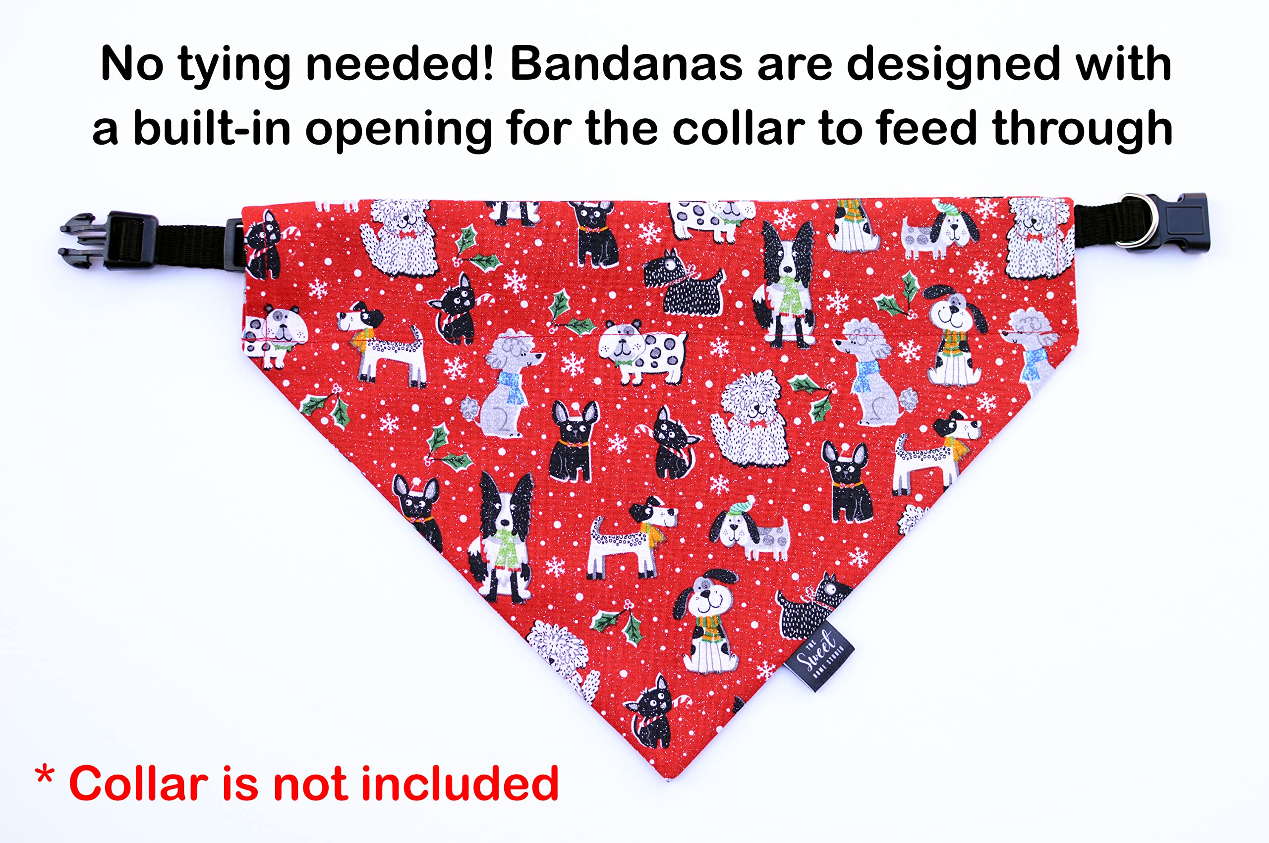 Amazon.com: Christmas Over The Collar Dog Bandana, Slip on no tie