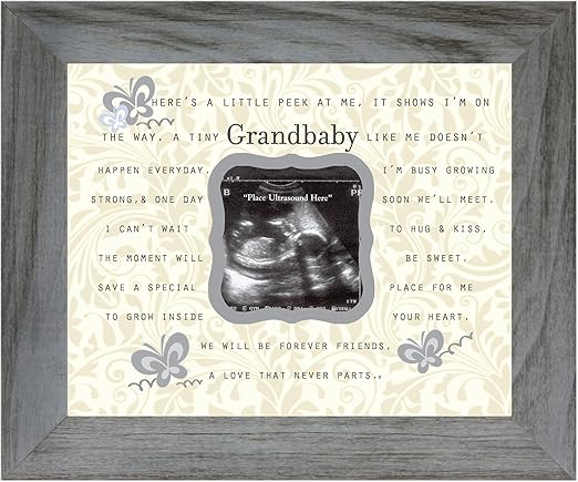 Little Grandbaby Poem Sentiment Ultrasound/Sonogram Frame For Grandparents Pregnancy Reveal Announcing New Grandchild