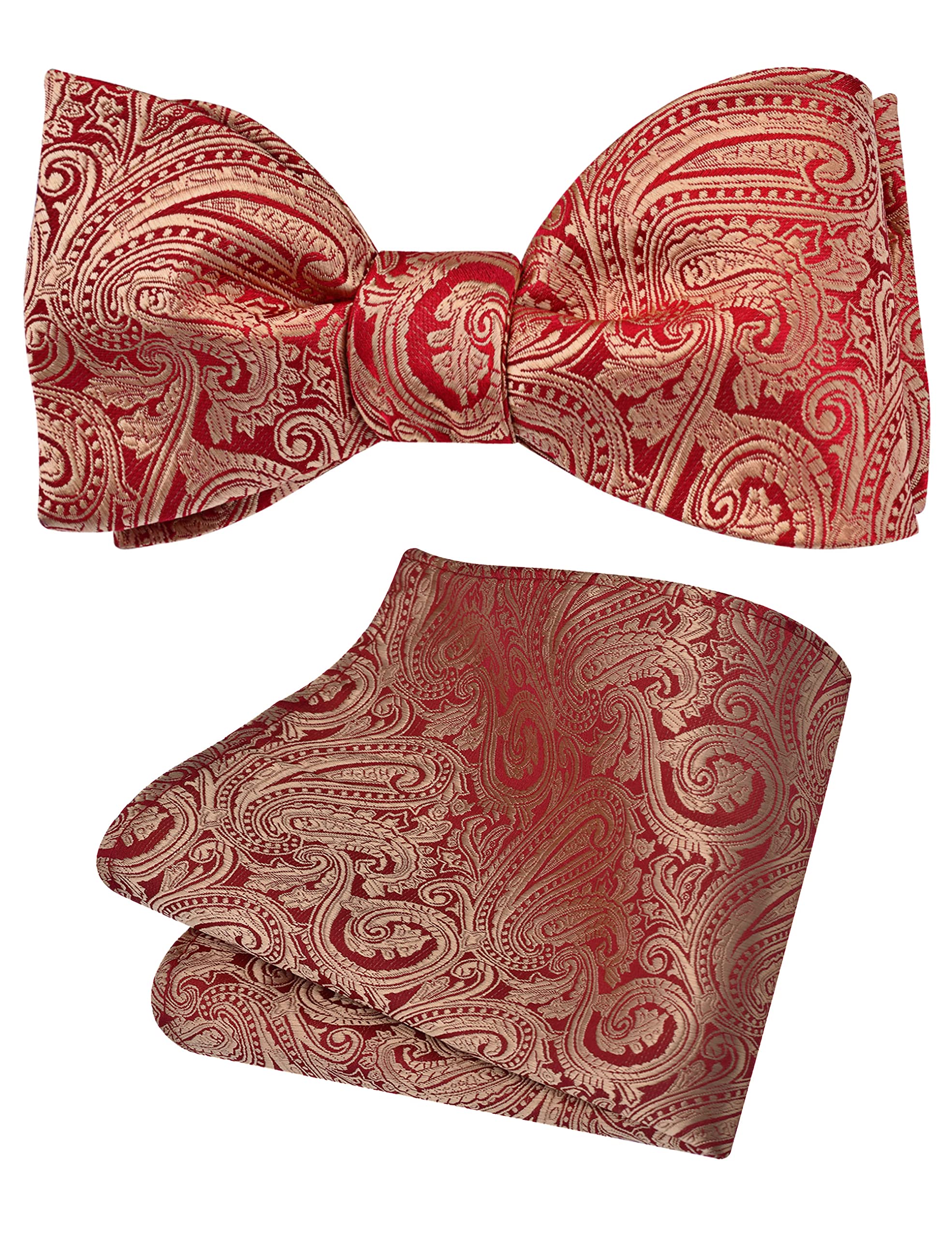 papillon già annodato, Set Papillon Jacquard Fazzoletto da Taschino Uomo