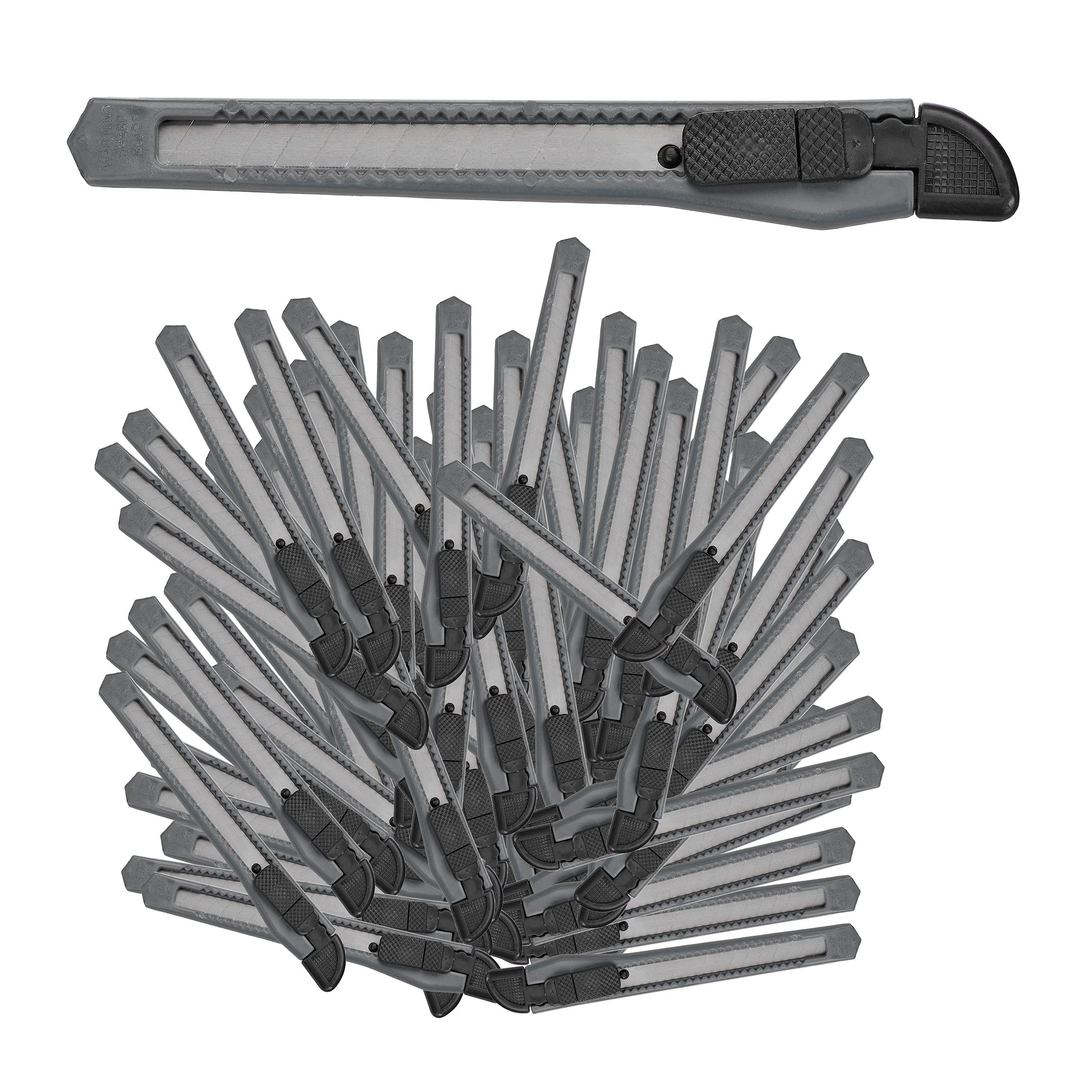 Relaxdays Taglierini in Set da 100, a Scatto, Lama da Spezzare Larga 9 mm, per Cartone, da Bricolage, grigio