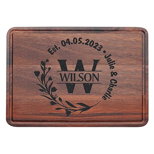 Personalized Wedding Anniversary Registry Gifts, Custom Engraved Cutting Board for Couples, Women, Men, Newly Wedding Gifts Serving Board, Christmas, Housewarming, Bridal Shower and Engagement Gift