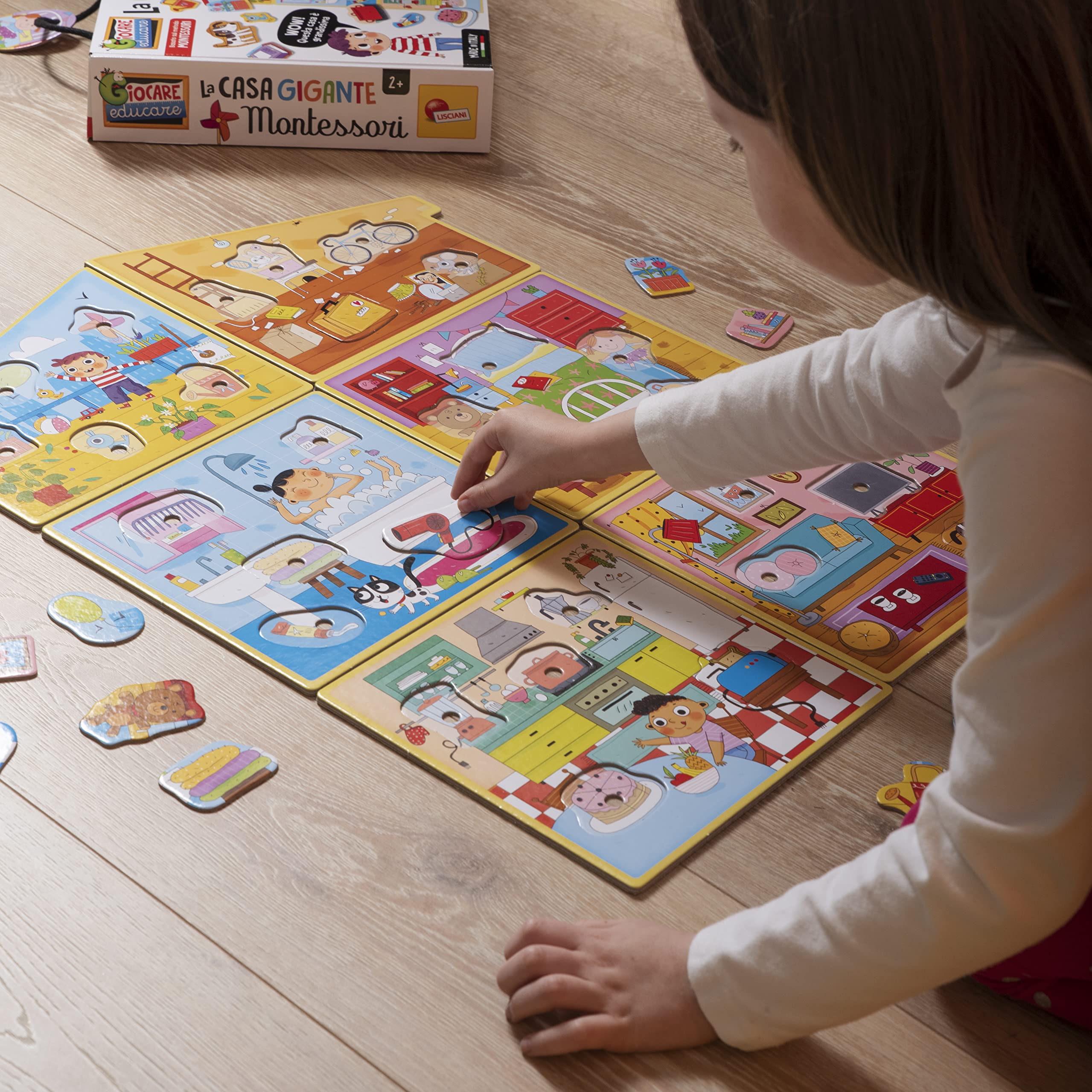 Lisciani - MONTESSORI - La Casa - Rompecabezas Para Niños a Partir de 2 años - Enseña a Colocar cada Cosa en su Lugar en la Casa - Juego Educativo - Fabricado en Italia (El empaque puede variar)