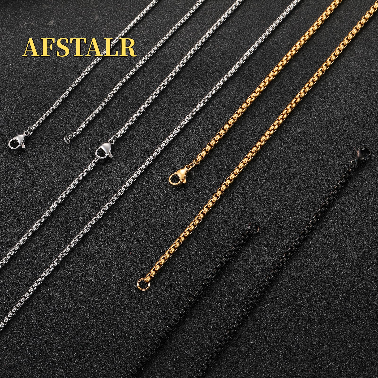 Collana Uomo Donna Acciaio Inossidabile Oro/Argento/Nero Catena a Maglia Veneziana 2/2.5/3/4mm Box Collane Gioielli da Regalo Lunghezza 45/50/55/60/70cm