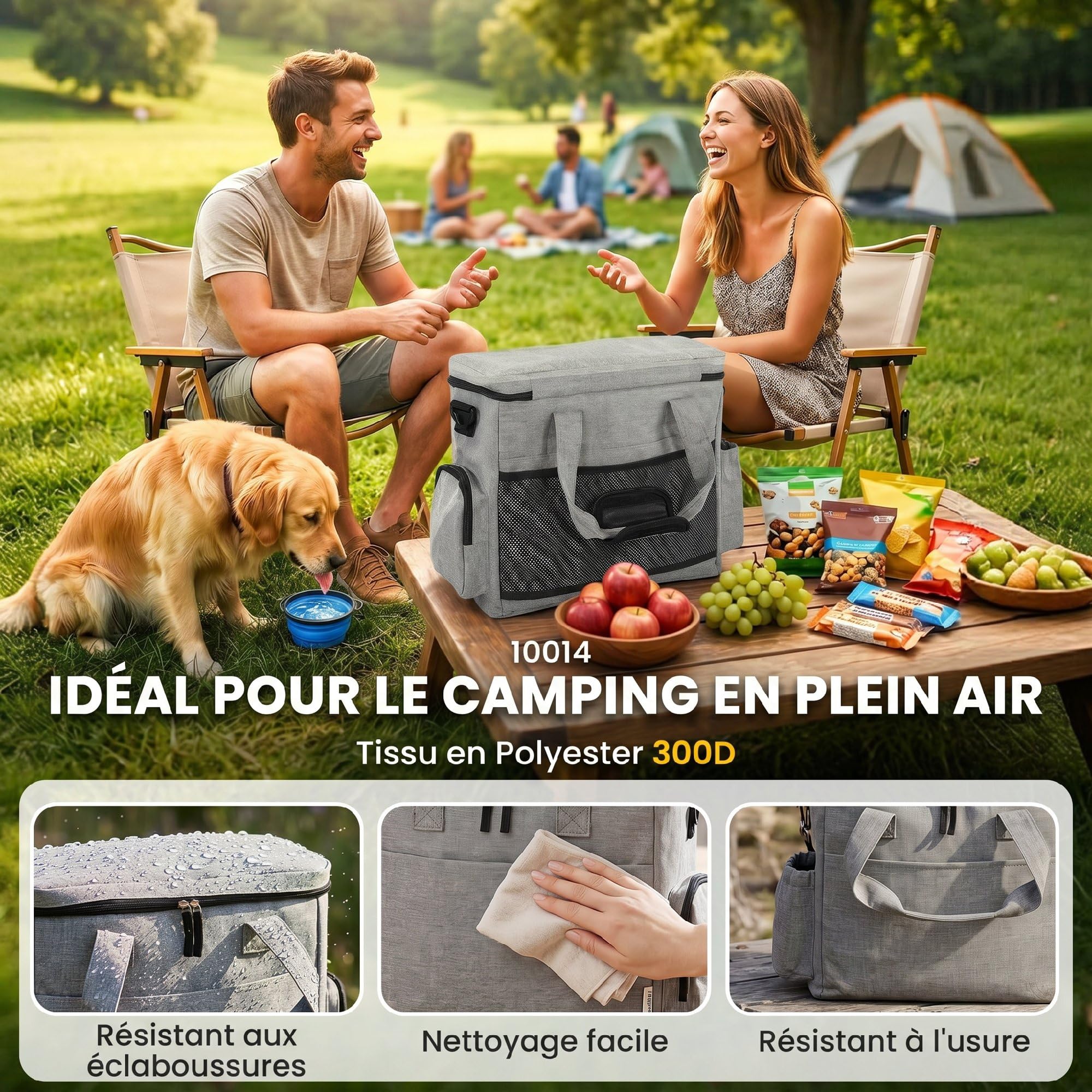 PawHut Sac de Transport pour Chien et Chat, Sac de Voyage pour Chien avec Poches, 2 Sacs à Nourriture, Bol Pliable en Silicone, Séparateur Réglable, Sac à Friandises pour Chien Chat, Gris Clair