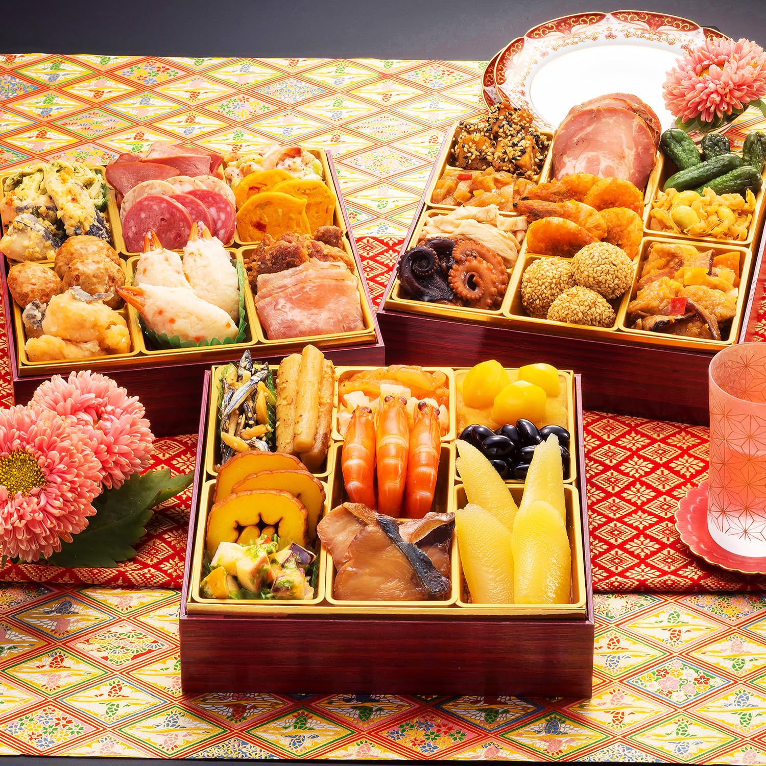 博多久松 厳選本格三段重おせち 初赤重 6.5寸3段重 全34品