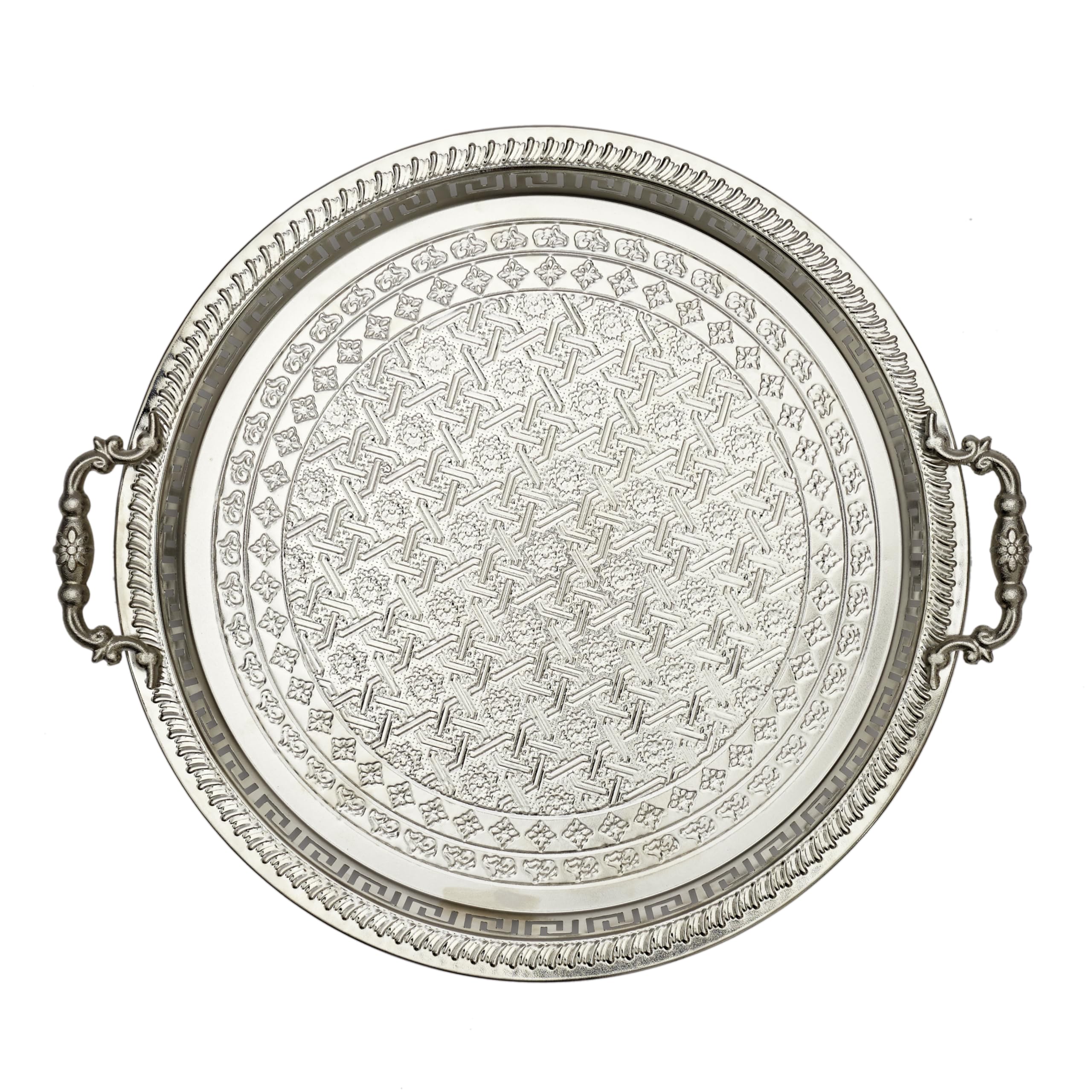 Plateau de service d'exception HOME DECO FACTORY KA4843 argenté pour buffets de prestige