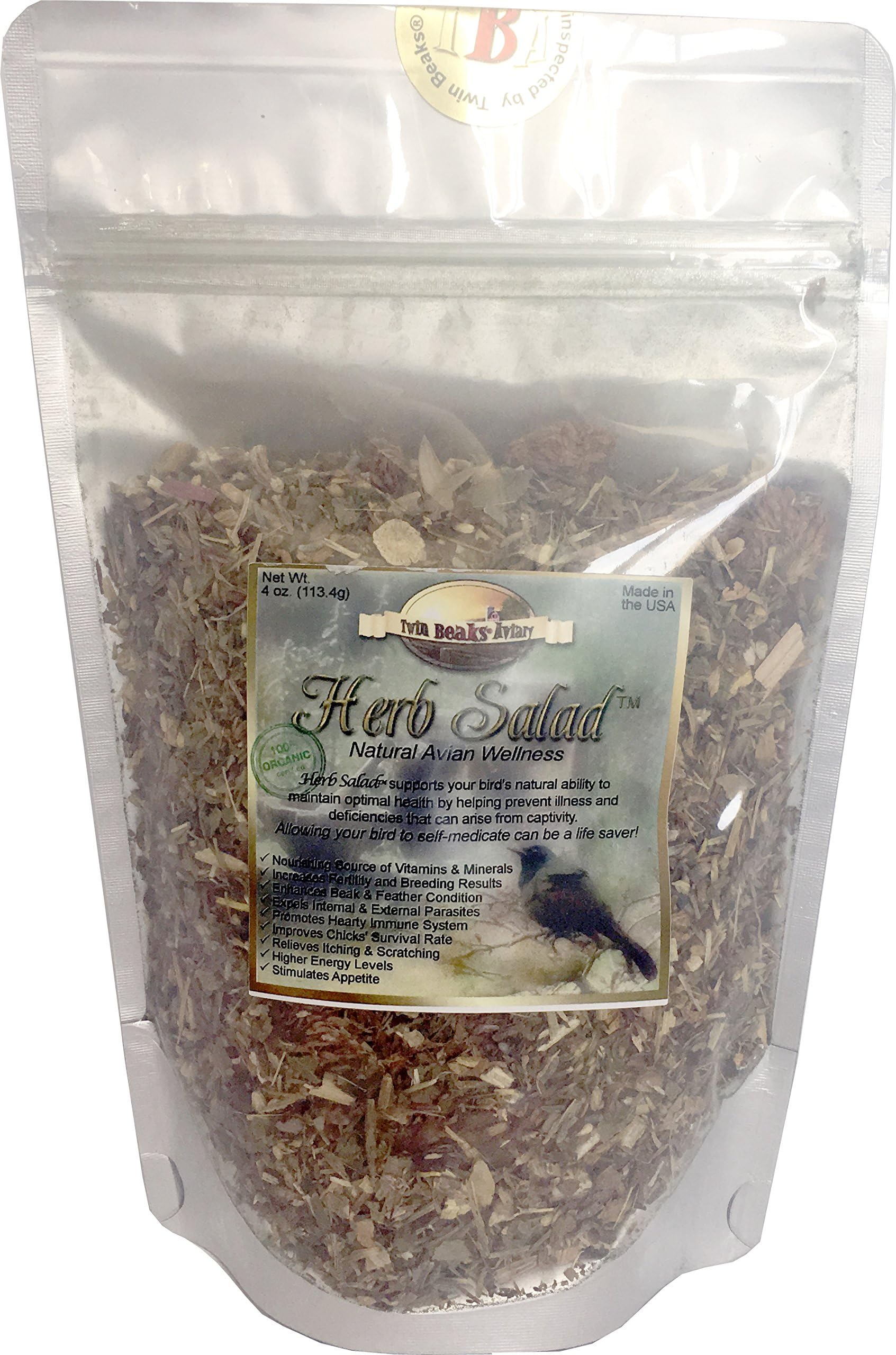 FabFinchesUKTwin Beaks Aviary Herb Salad 113g Twin Beaks Aviary Herb Salad 113g Bird Treat Vitamin Food Supplement For All Birds Finches Canaries Budgies Parrots