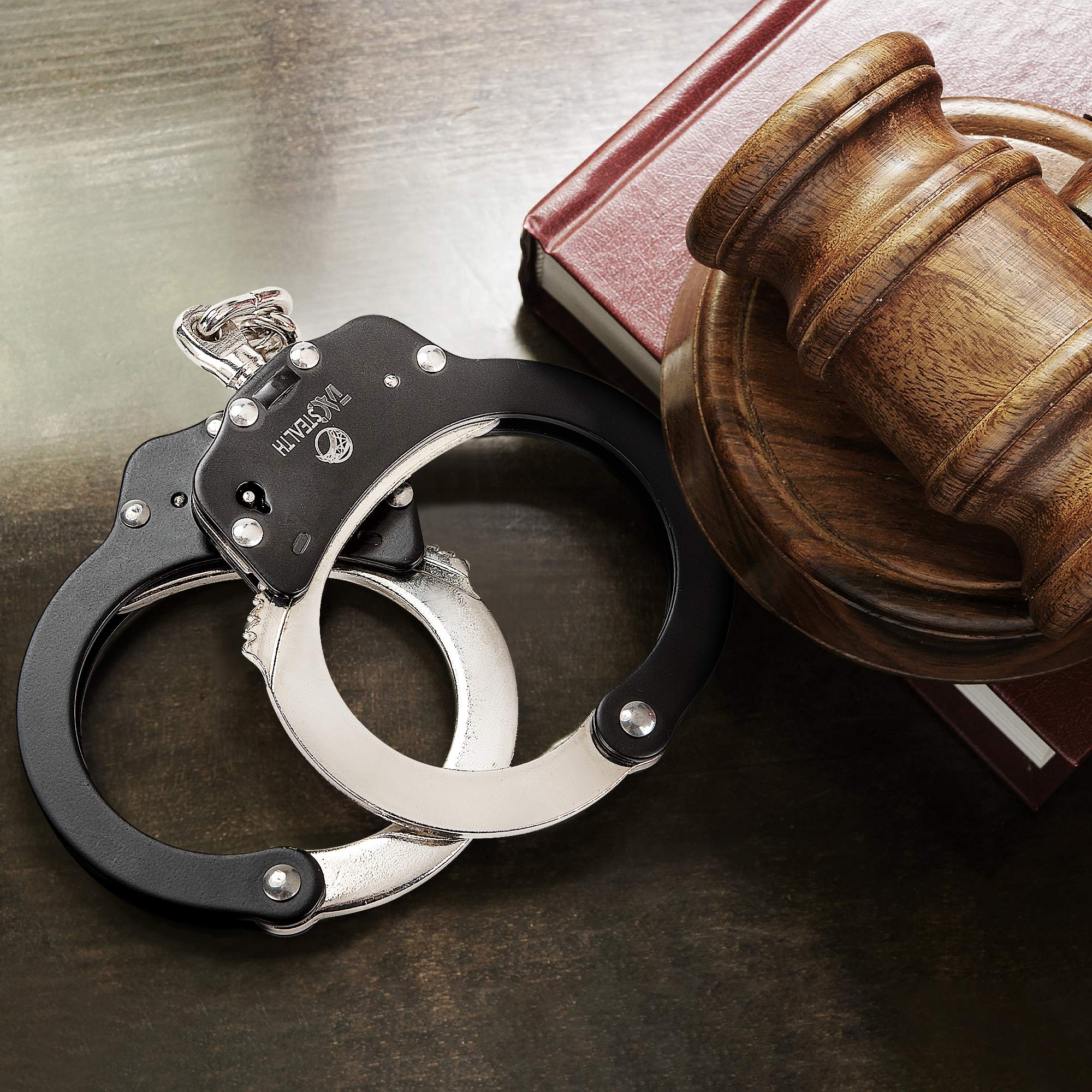 TacStealth Handcuffs with Two Keys & Handcuffs Case Heavy Duty Black