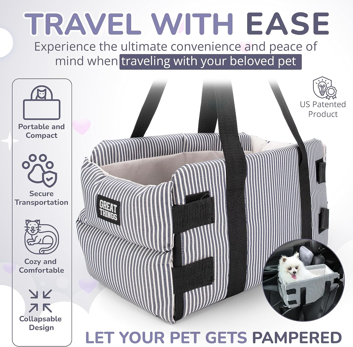 Dog car seat for Small Pets Center Console armrest Booster seat.