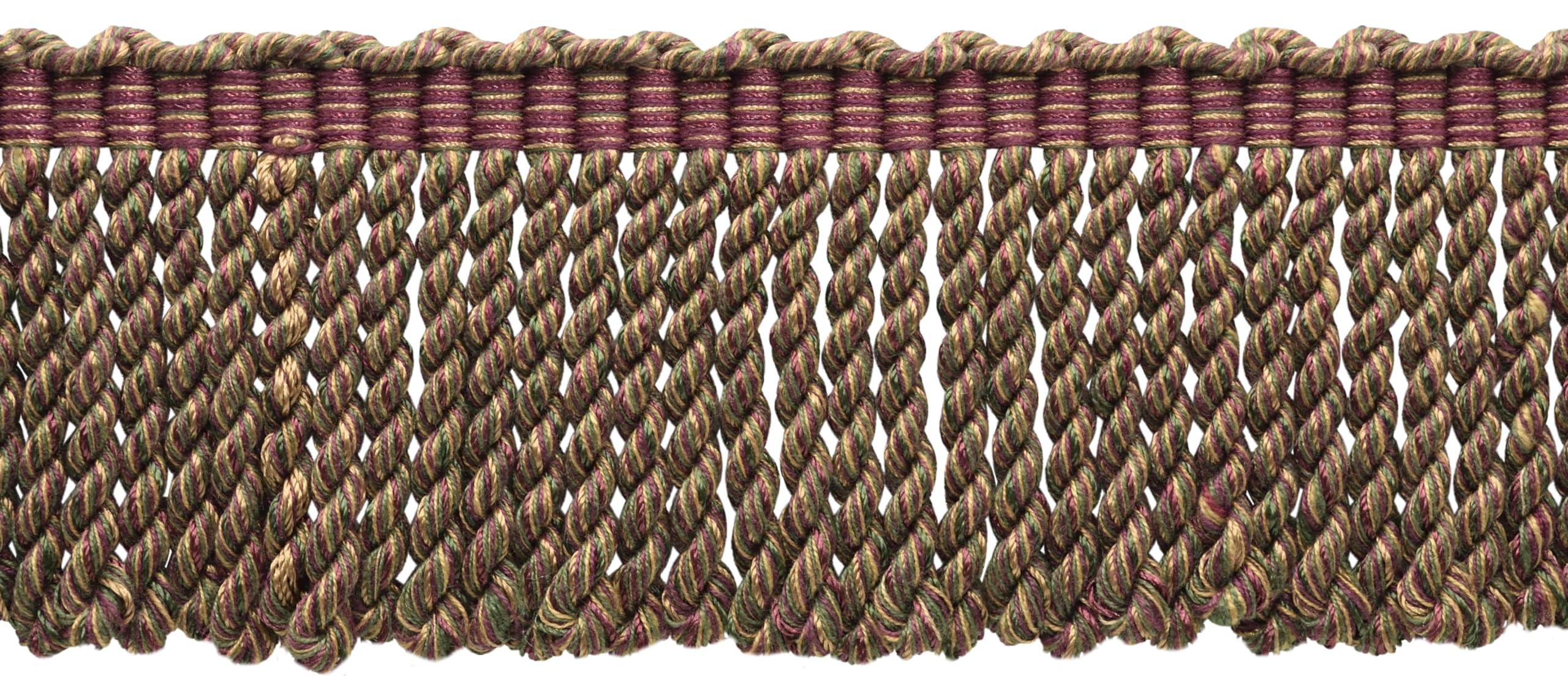 Frange bouillon bordeaux et vert de haute couture pour des rideaux de prestige