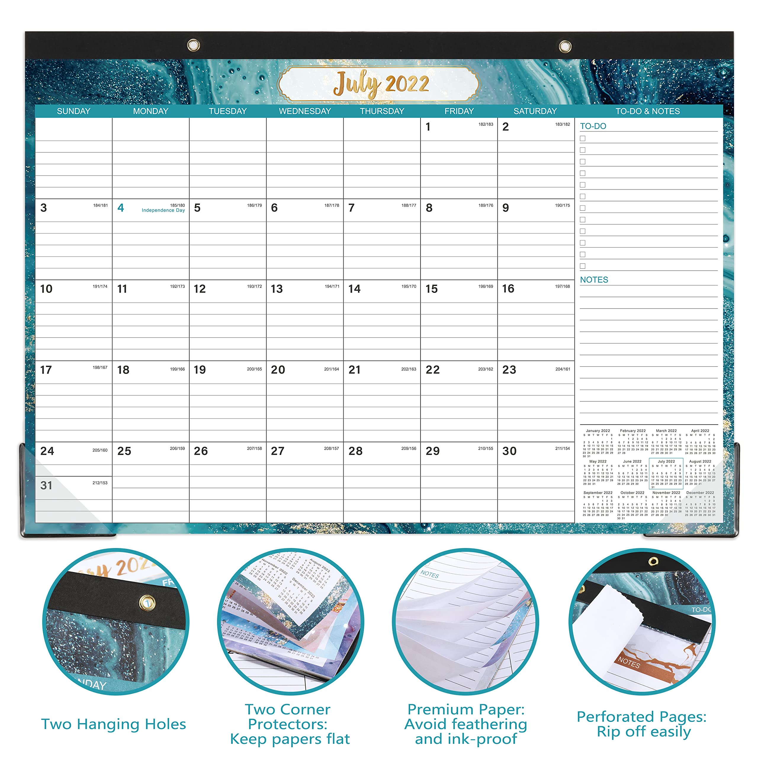 2022 Desk Calendar Desk Calendar 2022 with Todo & Notes and Julian