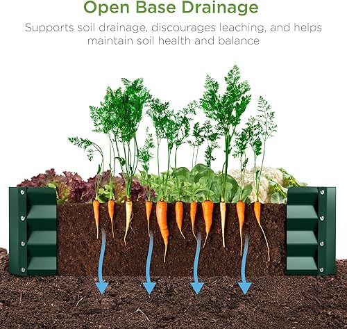 Miniatura 4 de Best Choice Products Jardinera elevada de metal para exteriores, de 6 x 3 x 1 pies, para verduras, flores, hierbas y suculentas, color verde oscuro