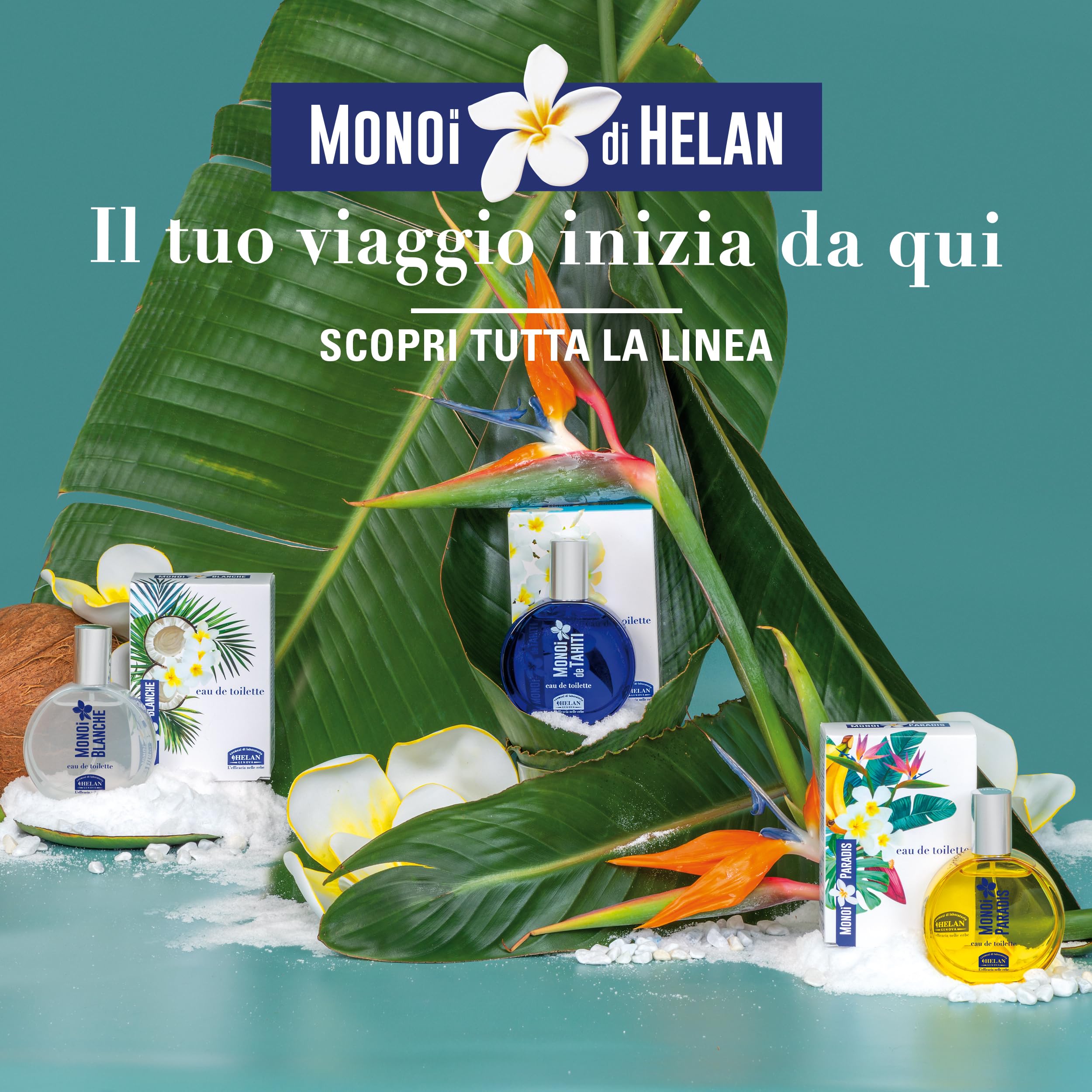 Helan Monoï de Tahiti - Profumo Donna Fiorito, Gourmand ed Esotico, Eau de Toilette Leggero con Cocco, Fiori di Tiaré, Gelsomino e Note Ambrate, Dolce Fragranza di Vaniglia, Profumi Donna Estivi 50 ml