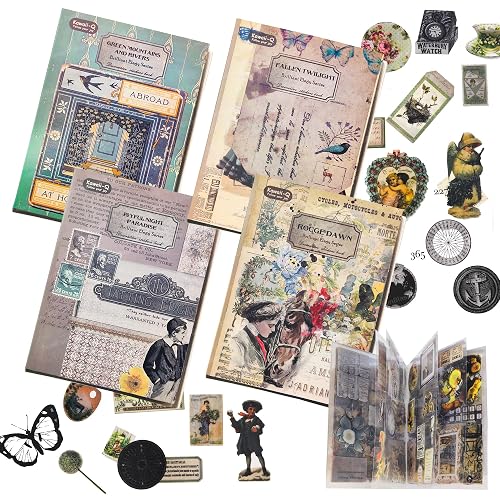 FunBlast Sticker Book Set – 80 Sheets/600+ Paper Magazine Stickers Booklet, Decoration Stickers Book, Sticker for Project, American Style, Journals, Scrapbooking (Pack of 4)