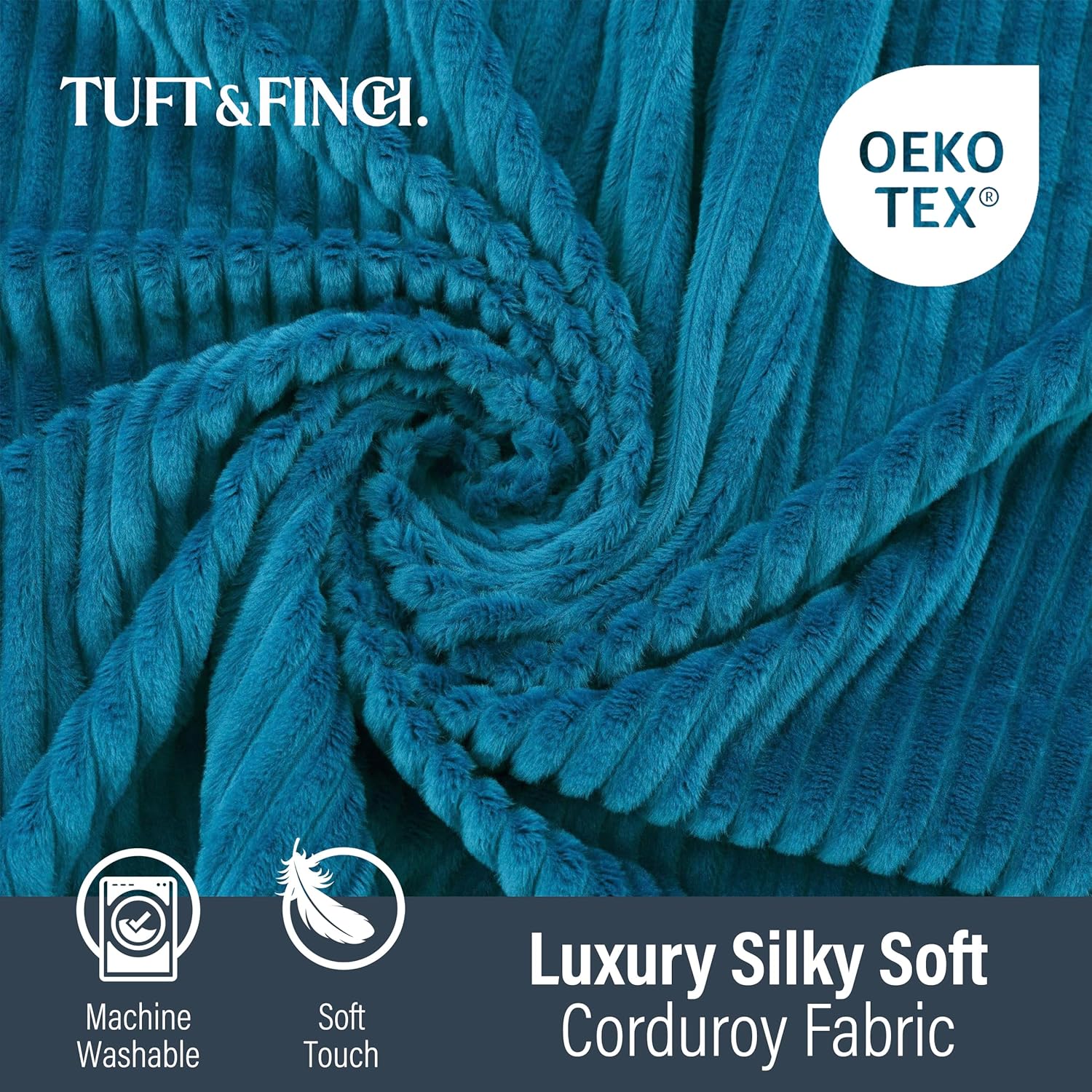 TUFT&FINCH 82" Folding Convertible Sofa Bed – 5 in 1 Modular Corduroy Boneless Couch for Living Room, Pet-Friendly Cloud Couch, Removable Washable Covers, CertiPUR US Foam - Bali Blue