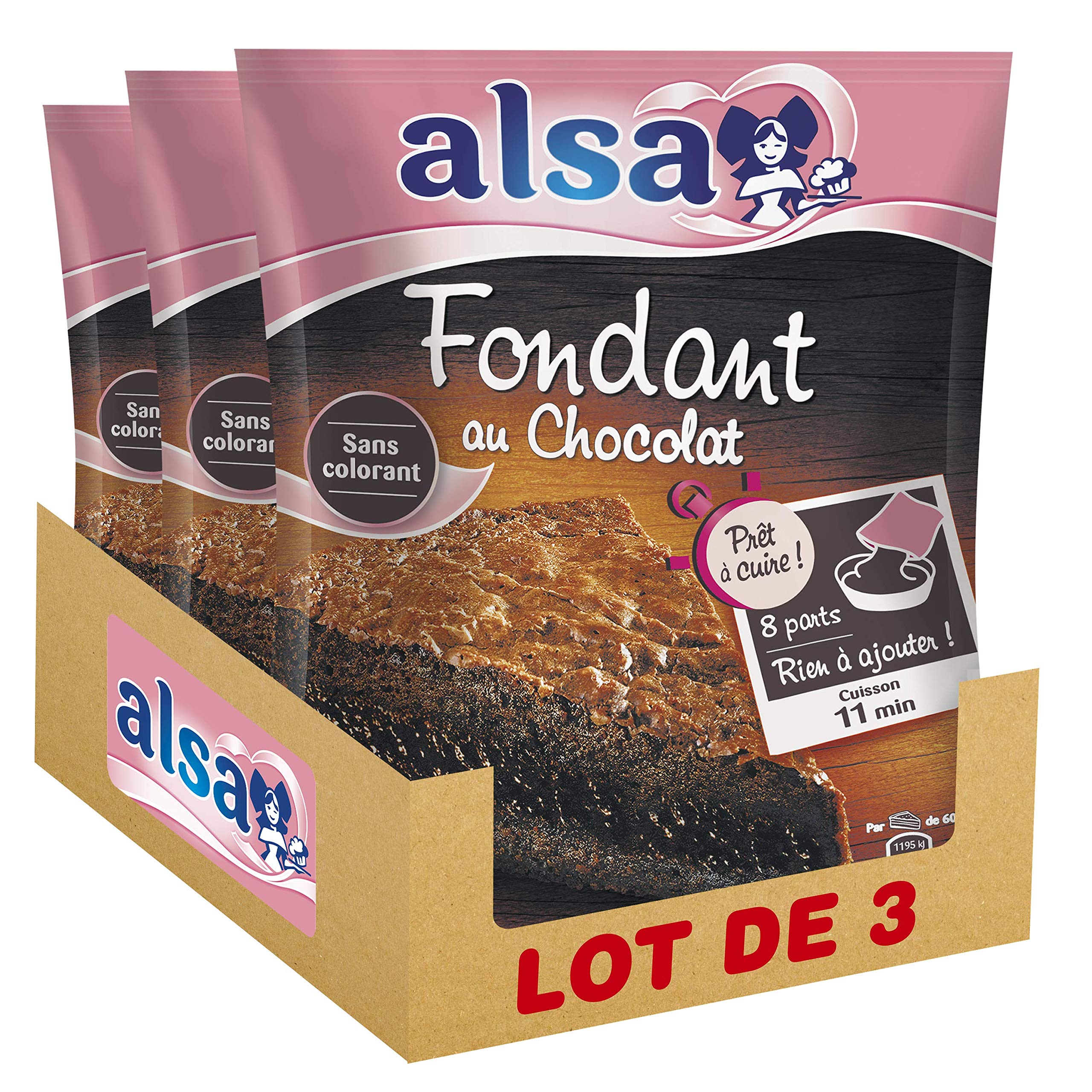 Alsa Preparación para tartas, fondant, chocolate, 500 g, 3 unidades
