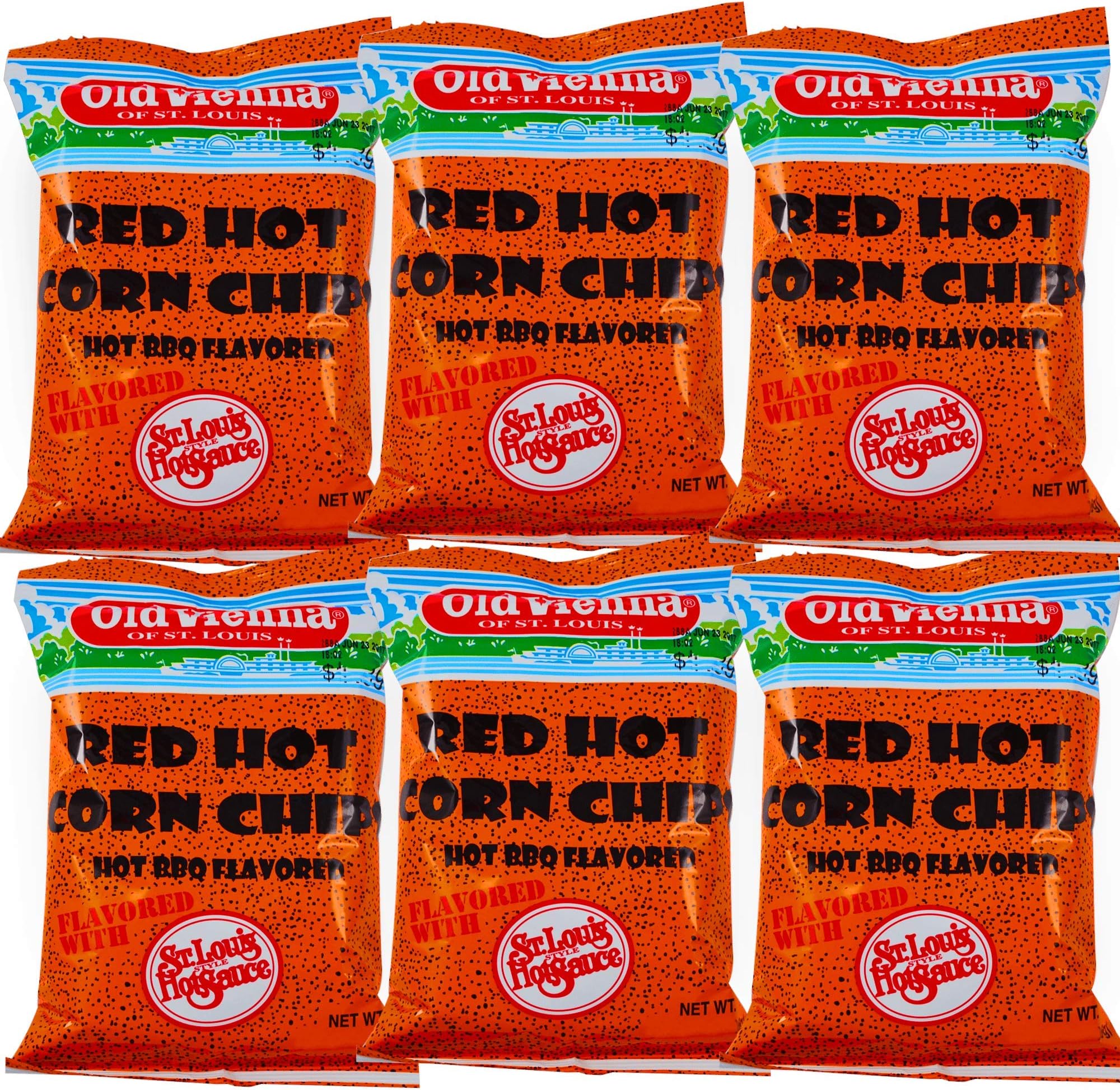 of St. Louis Snacks (Red Hot Corn Chips Hot Barbecue, 8 oz 6 Pack)