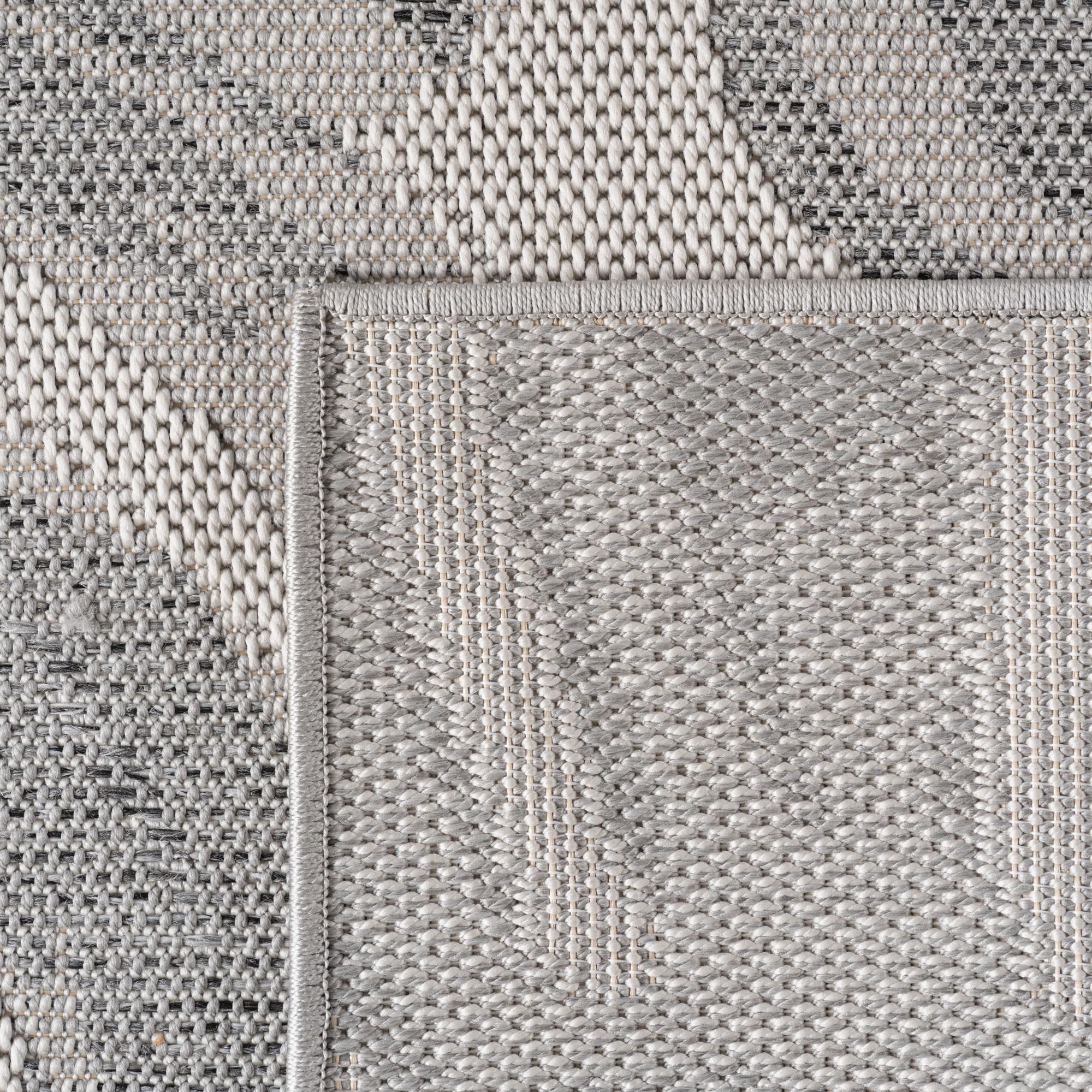Carpetsale24 Tappeto da Esterno Grigio 140x200 cm, Resistente agli Agenti Atmosferici & UV, Ideale per Cucina, Balcone, Terrazza, Soggiorno e Sala da Pranzo, Design di foglie di palma